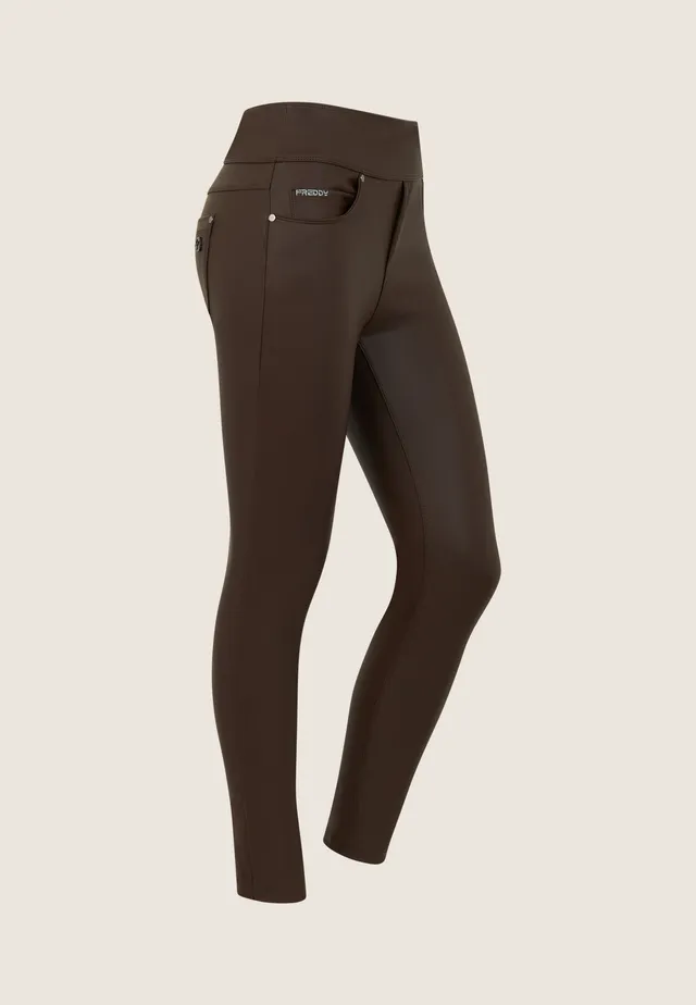 freddy-n-o-w-pantalone-skinny-vita-media-senza-bottoni-in-similpelle image 1