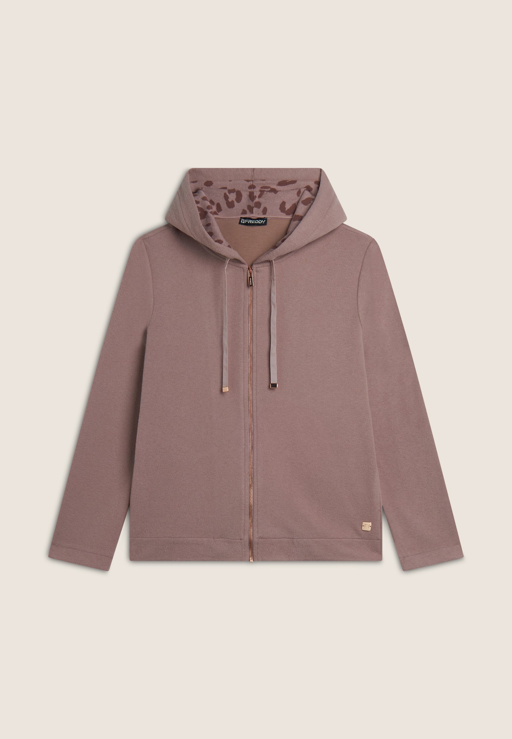 freddy-felpa-donna-zip-con-cappuccio-animalier-in-viscosa-tricot image 5
