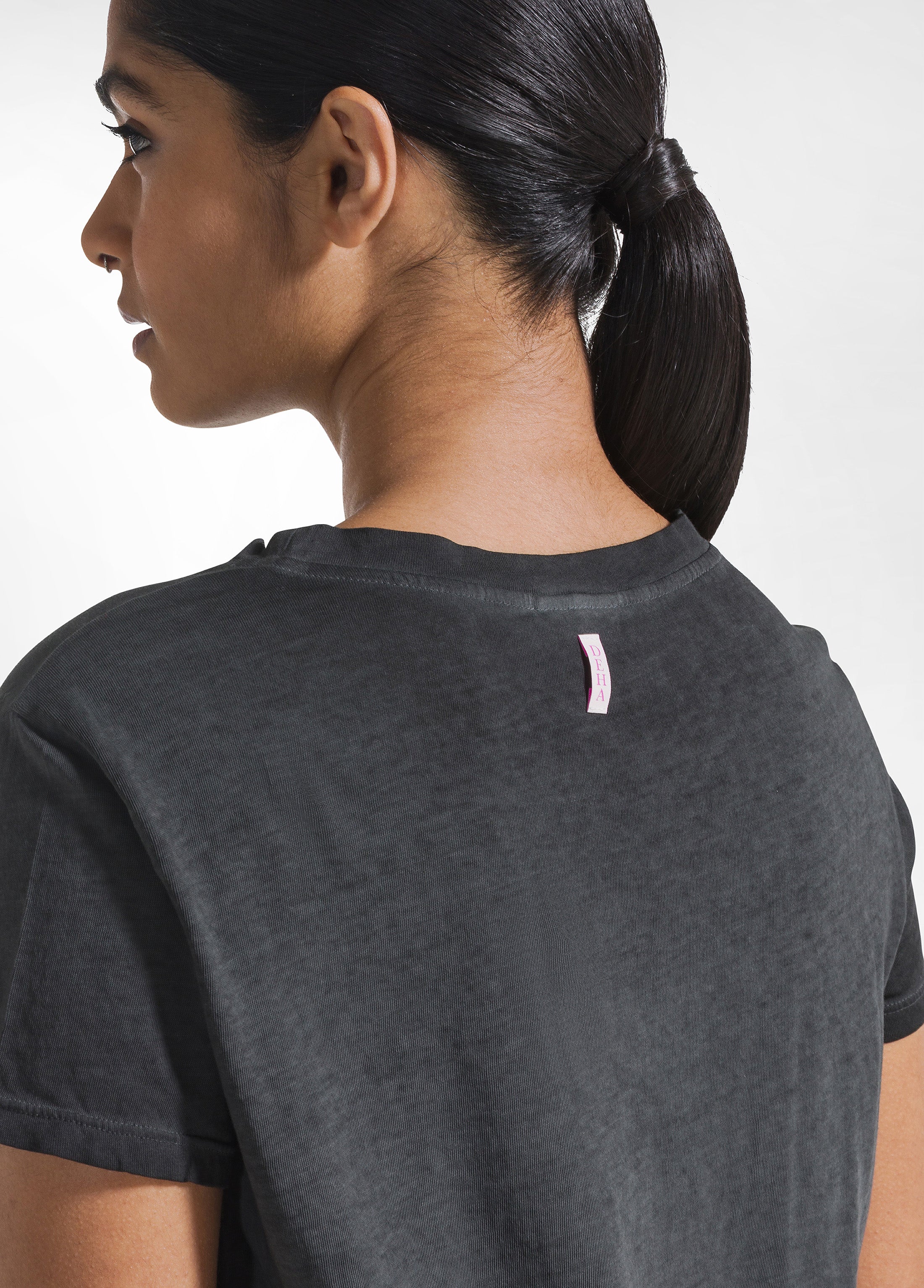 deha-t-shirt-effetto-sfumato-in-cotone-organico-nero-d42780 image 3