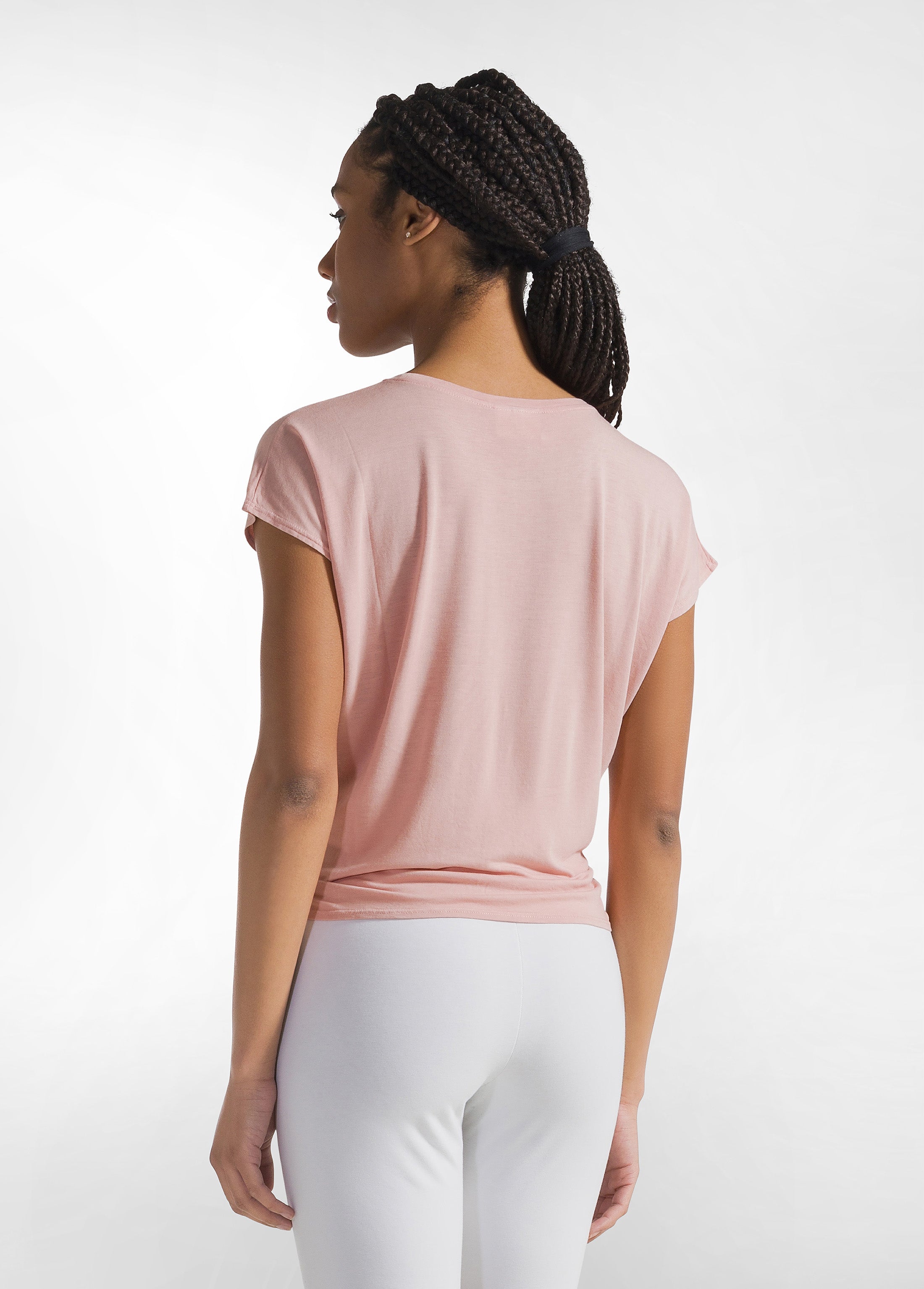 deha-t-shirt-in-viscosa-con-nodo-rosa image 2