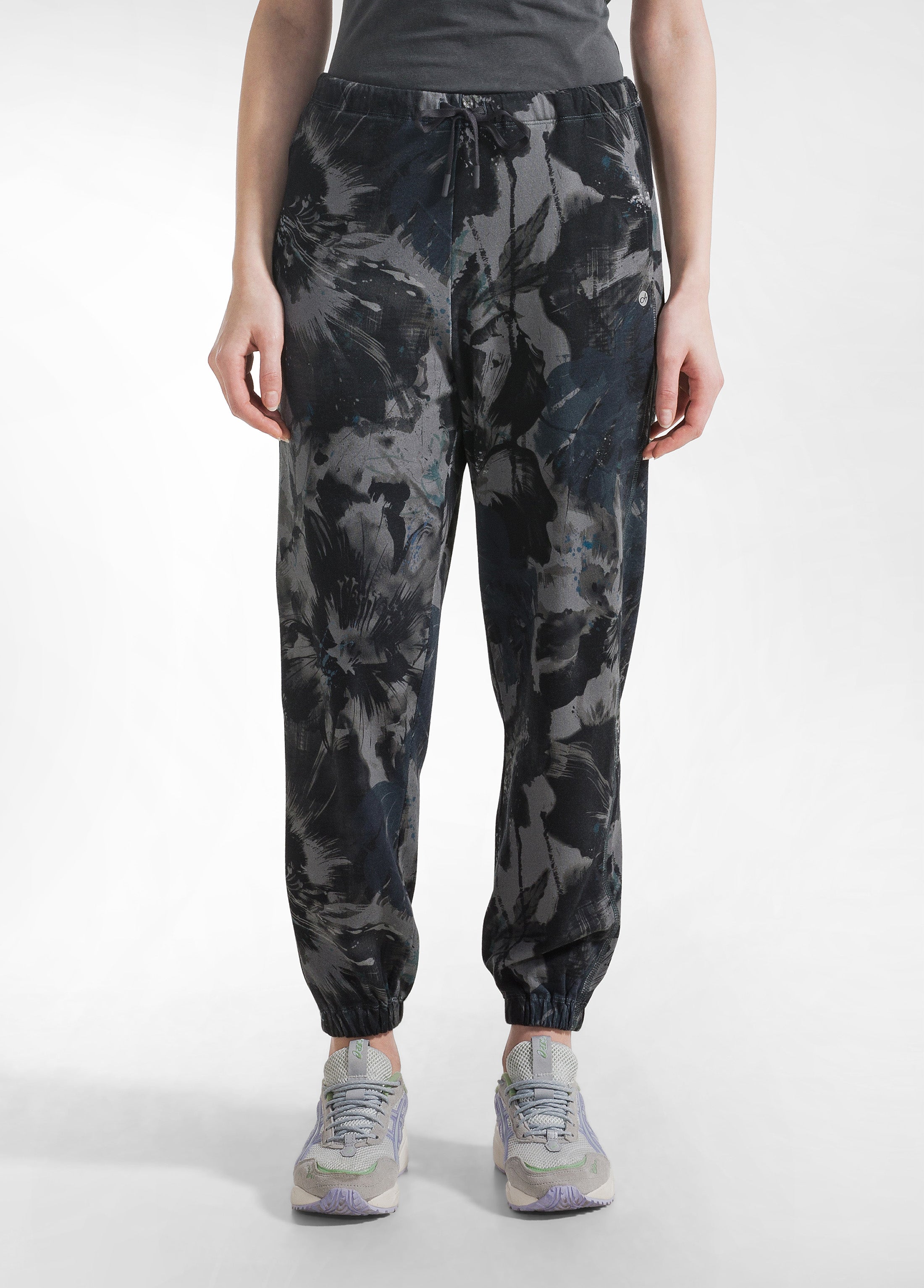 deha-pantalone-in-felpa-stampa-flower-blu-pantaloni-cotone-leisurewear image 2
