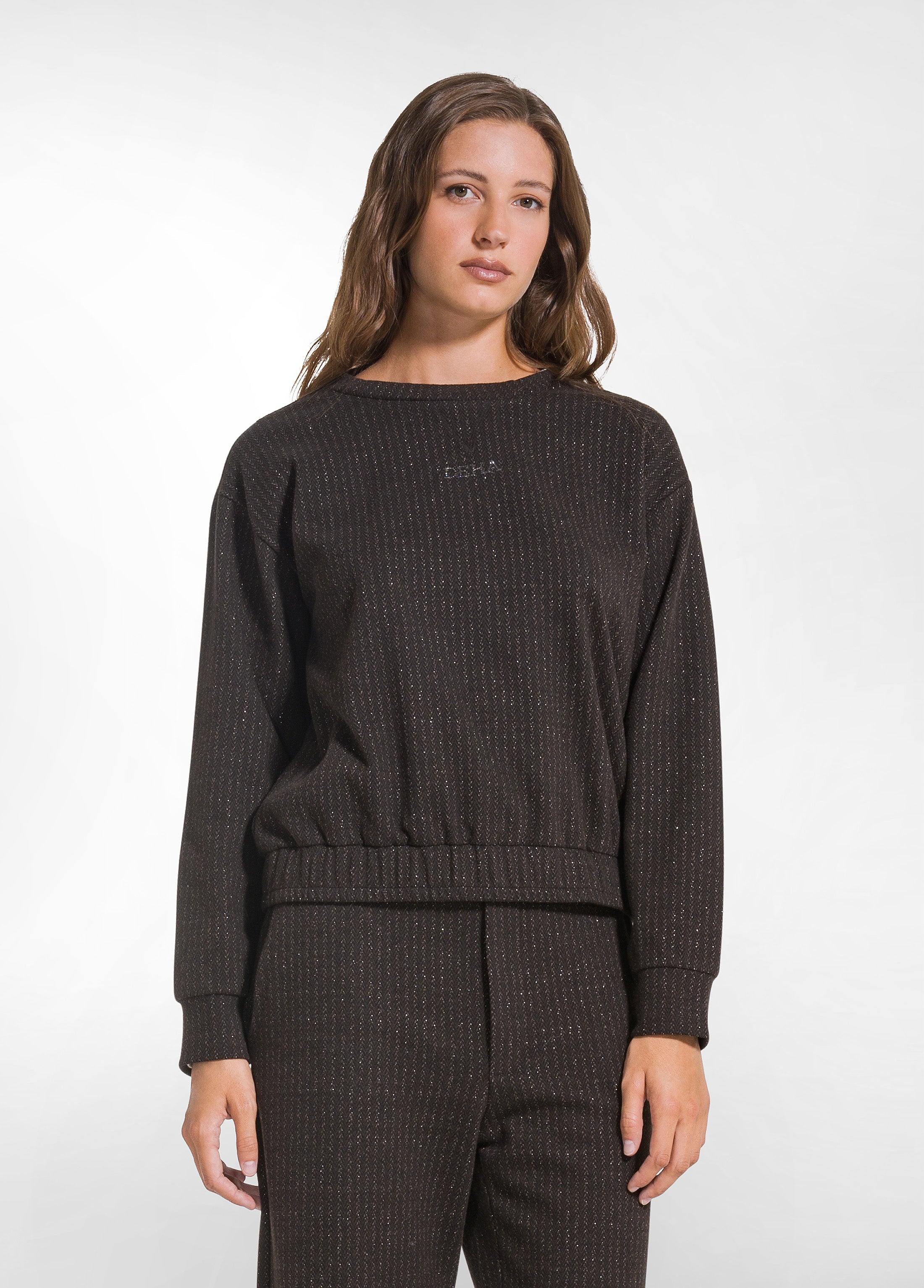 deha-d52562-felpa-girocollo-jacquard-e-lurex image 1