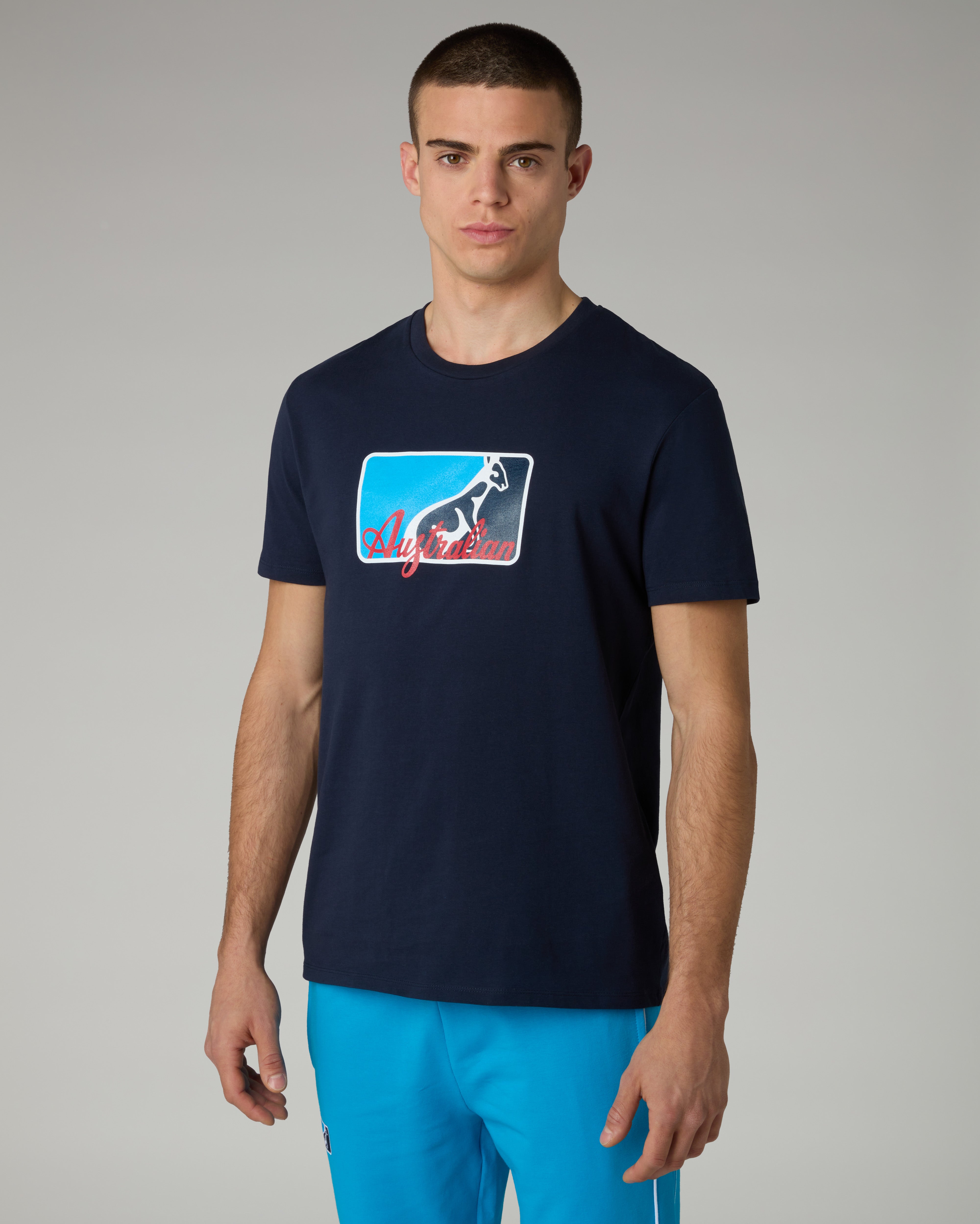 australian-league-cotton-t-shirt-blu-navy-stampa-petto image 1