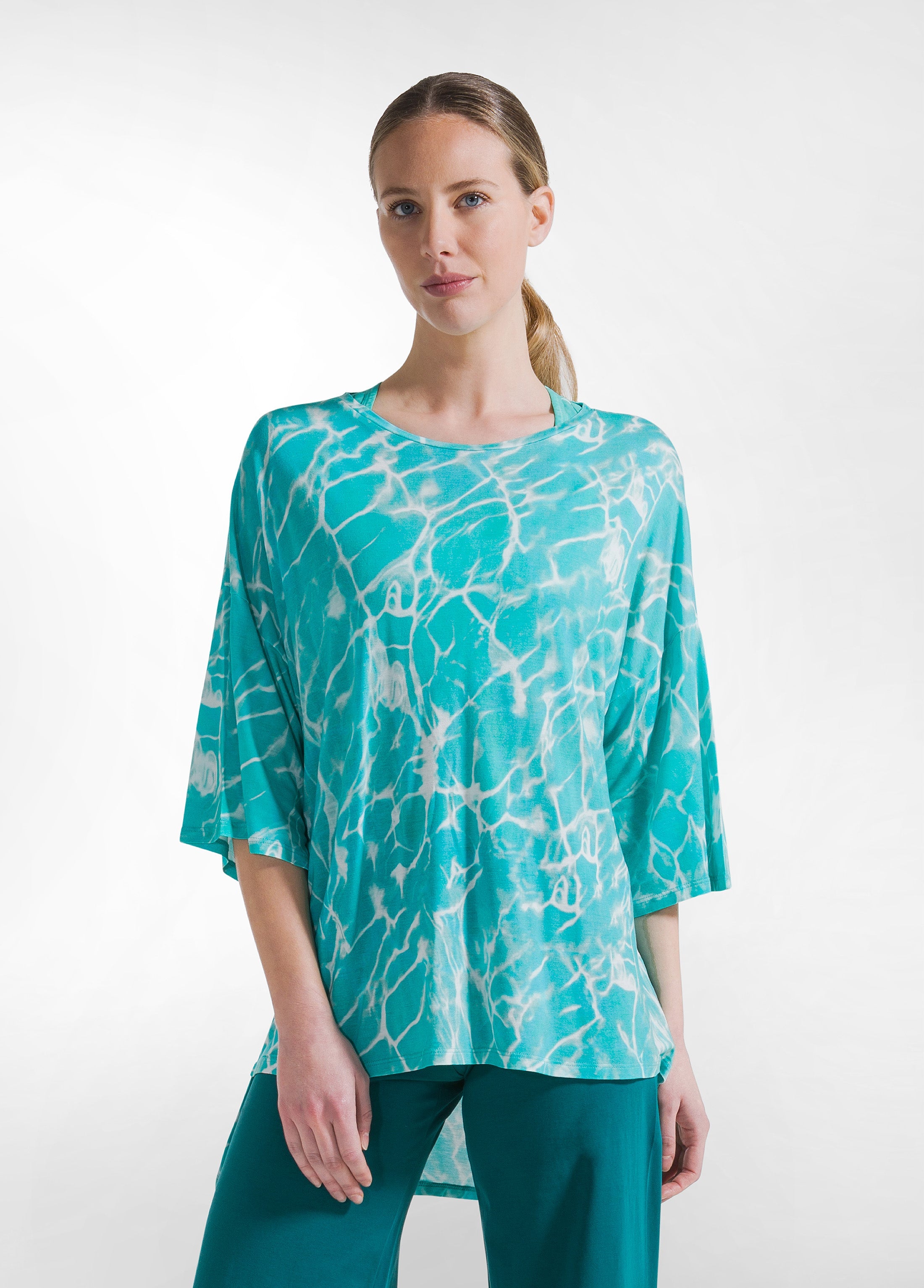 deha-t-shirt-oversize-allover-in-viscosa-ecovero-blu image 1