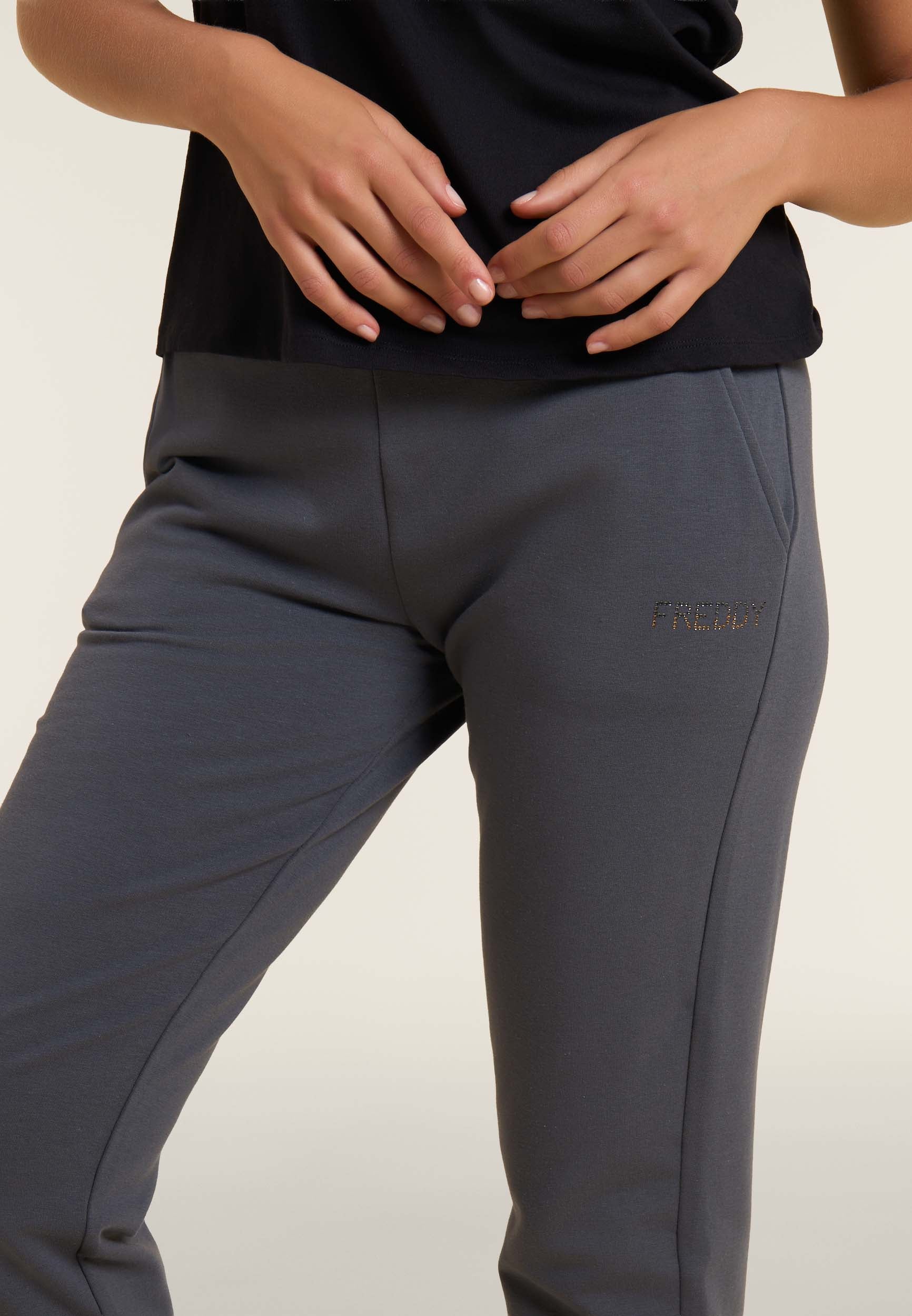 freddy-pantaloni-sportivi-donna-felpa-modal-fondo-dritto-logo-strass image 4
