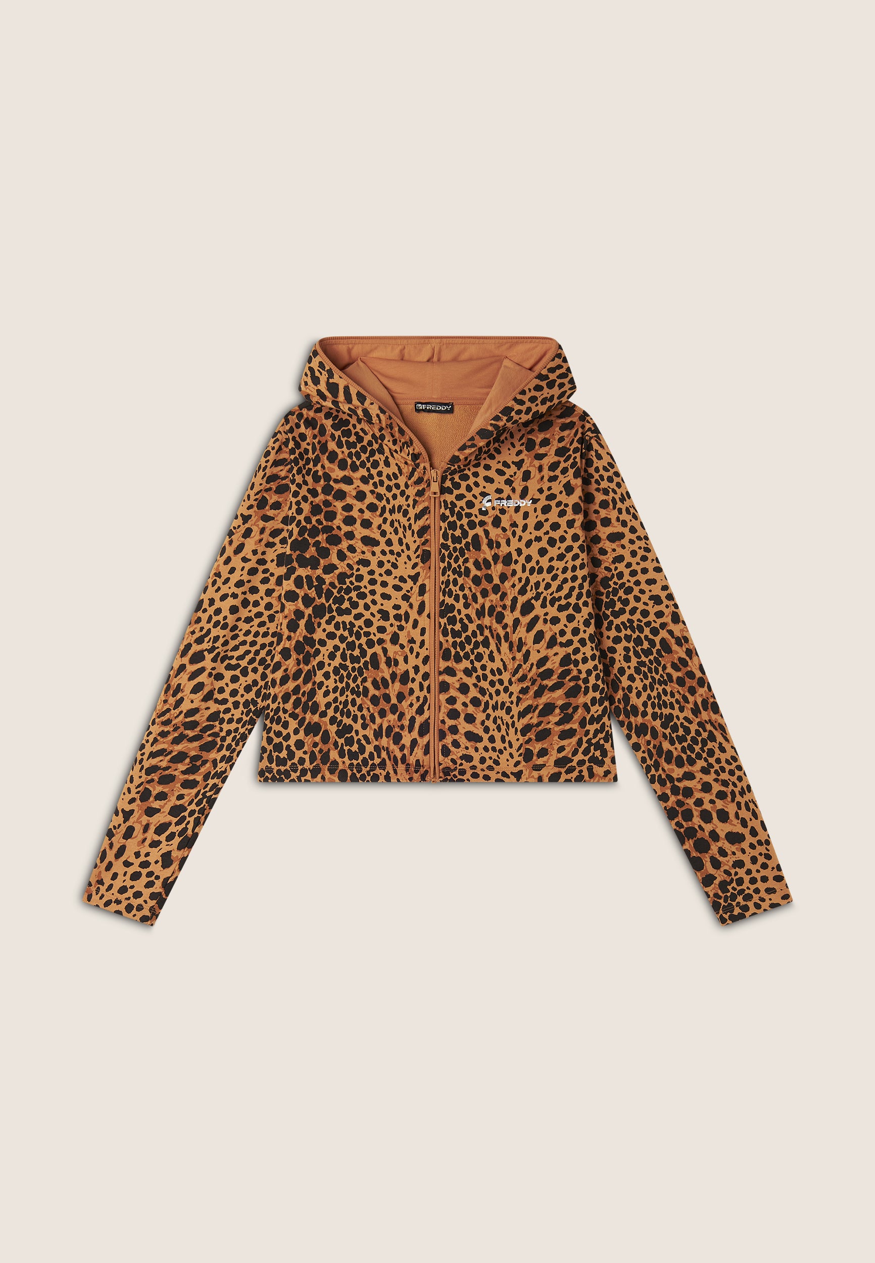 freddy-felpa-cropped-con-zip-e-cappuccio-animalier-regular-fit image 6