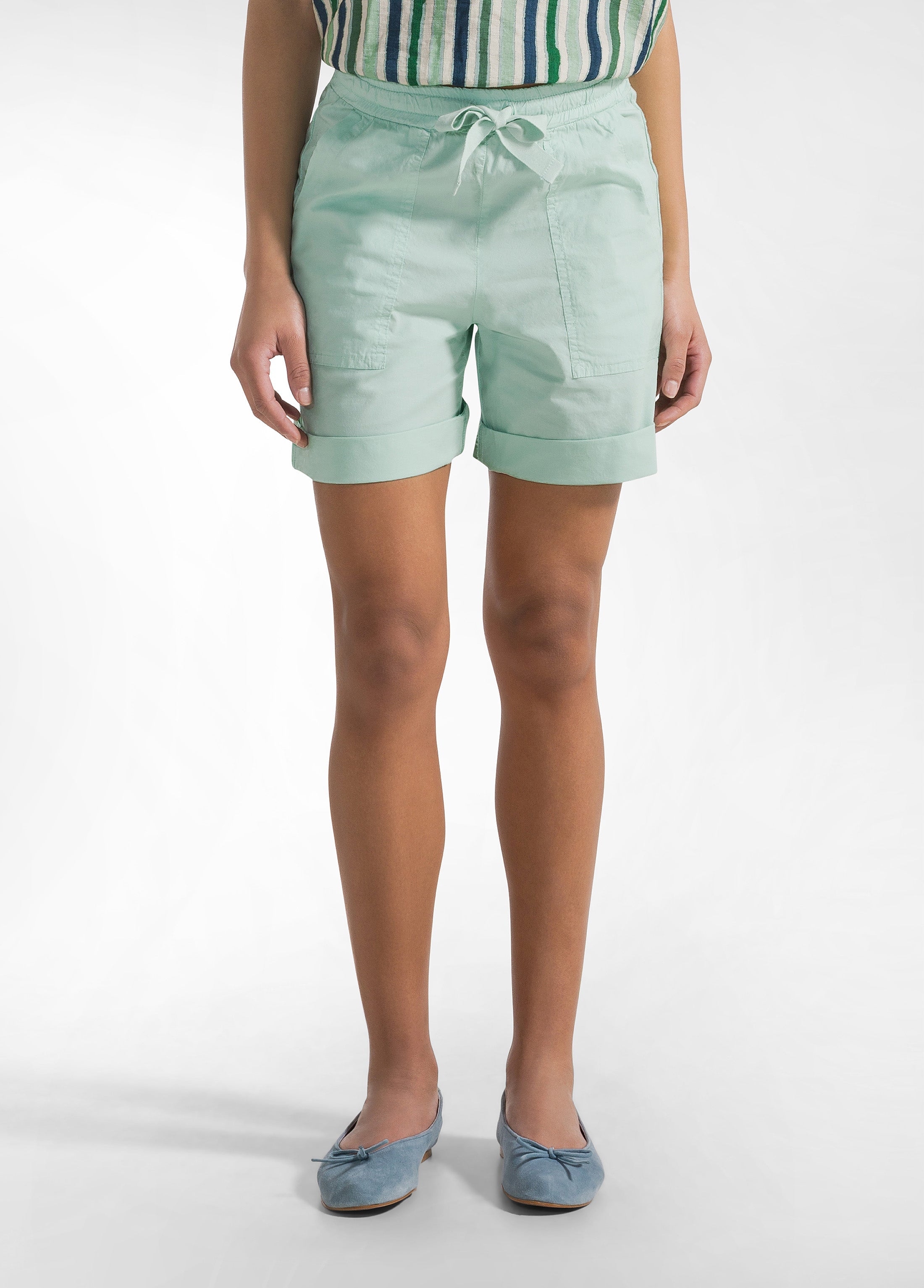 deha-bermuda-in-popeline-cotone-con-coulisse-verde image 2