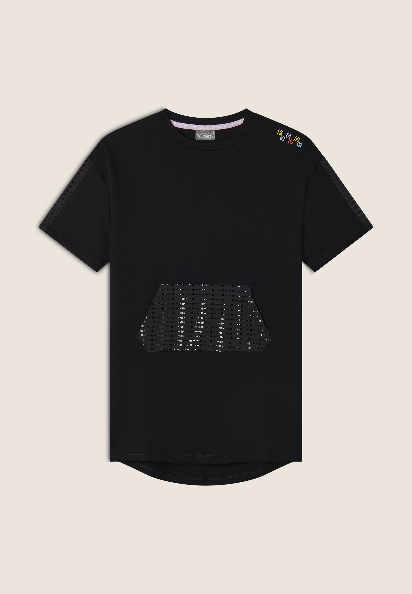 freddy-maxi-t-shirt-vestito-bambina-con-tasca-paillettes image 1