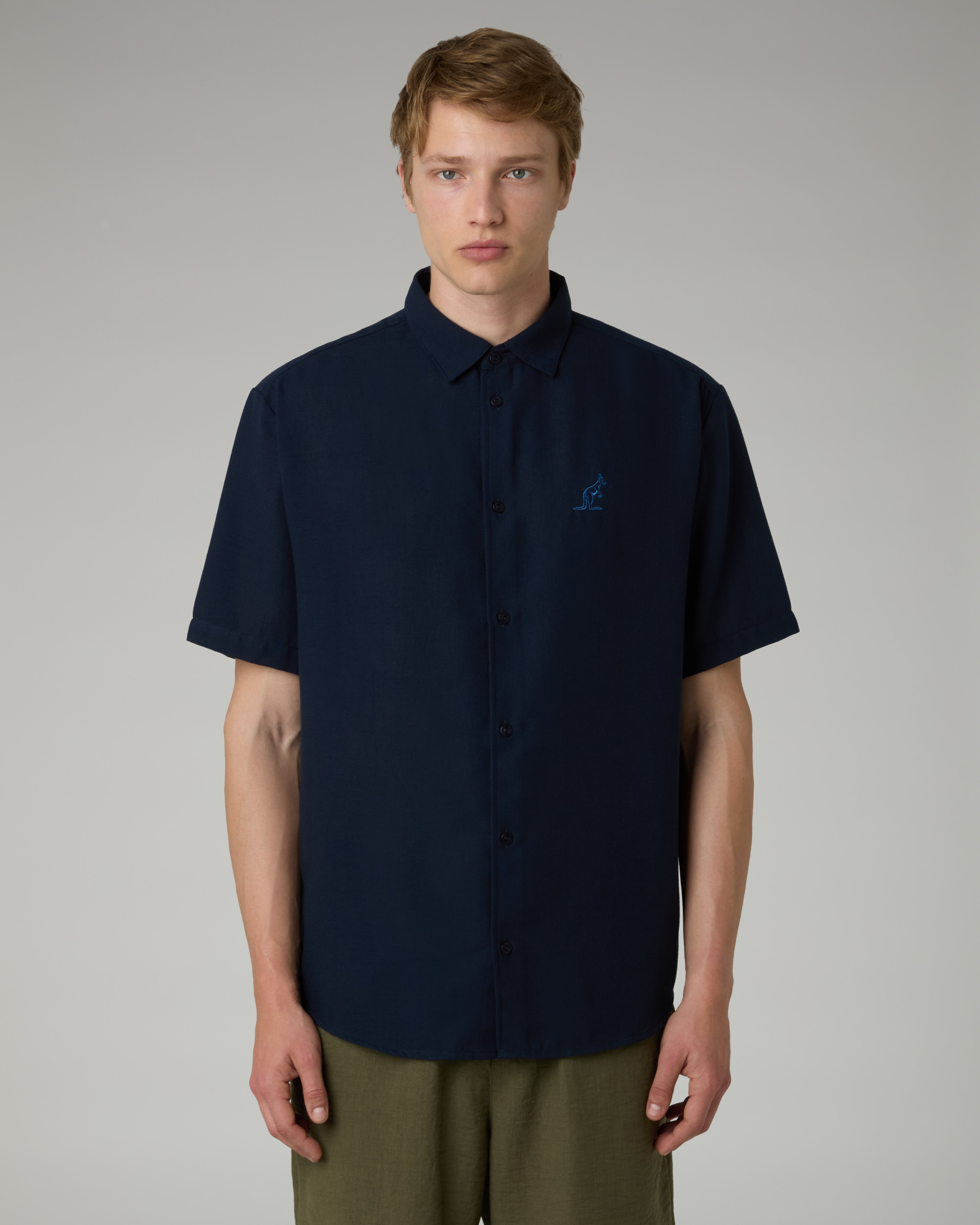 australian-doric-shirt-camicia-canvas-eclipse-blue-manica-corta image 1
