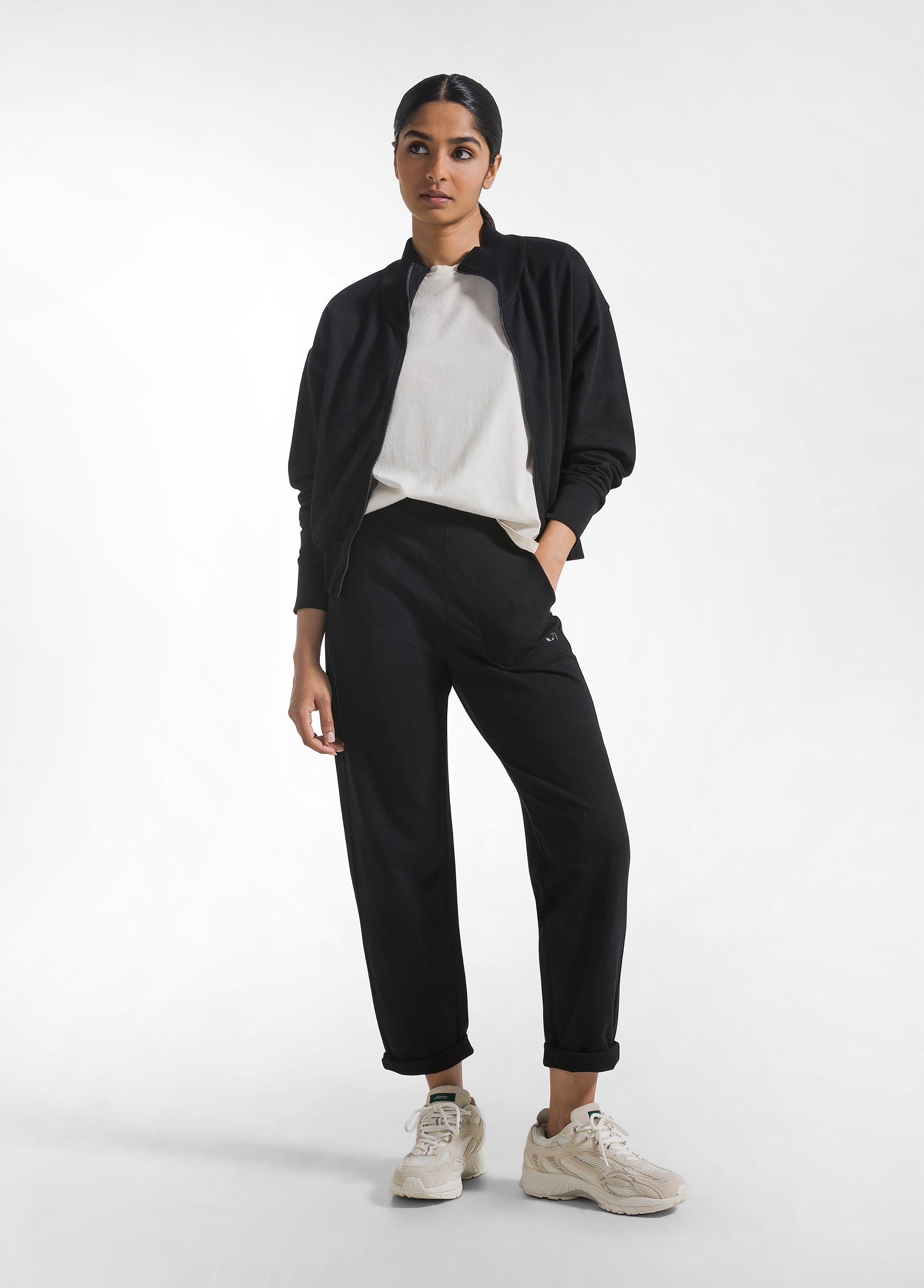 deha-felpa-full-zip-in-cotone-fiammato-nero image 4