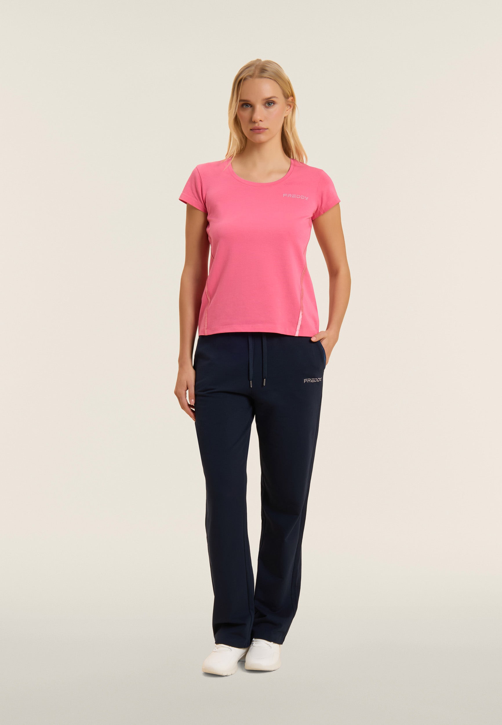 freddy-pantaloni-sportivi-comfort-fit-gamba-dritta-in-jersey-cotone image 2