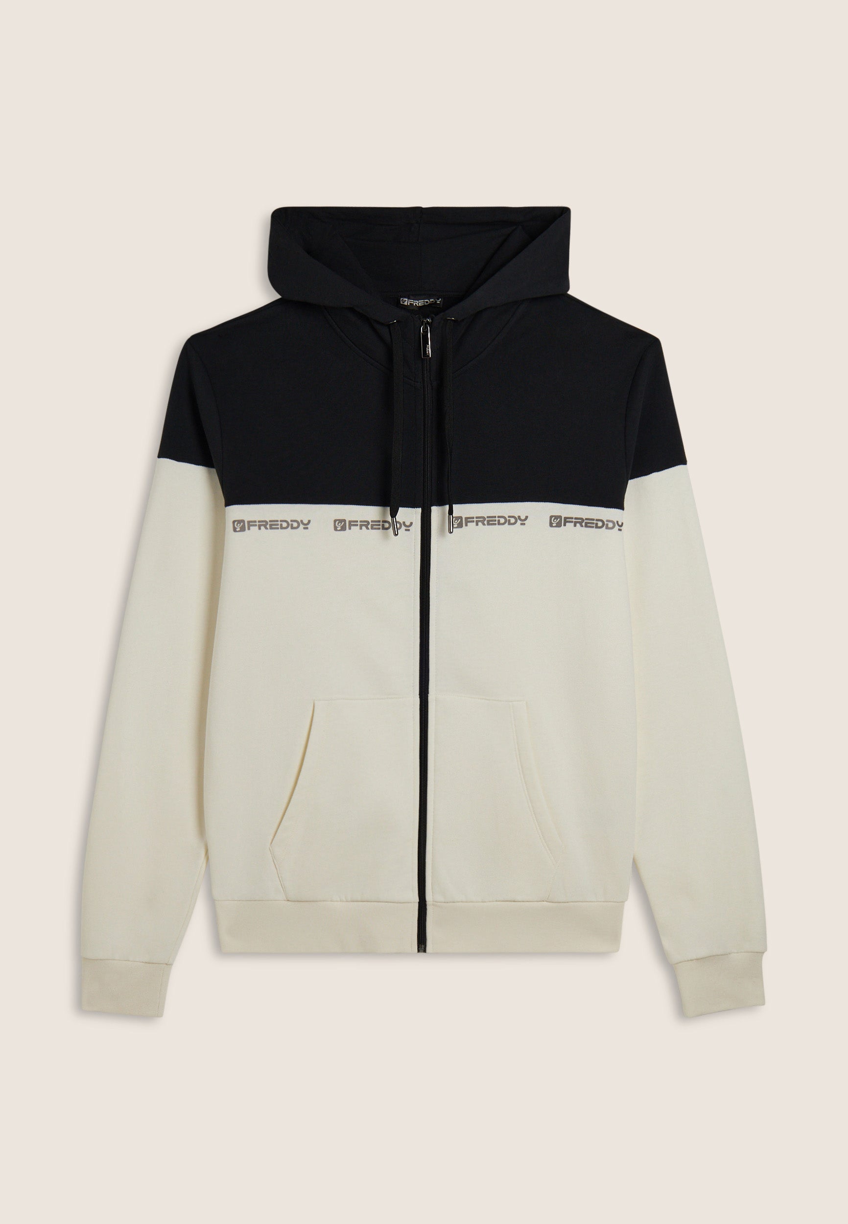 freddy-felpa-colour-block-full-zip-con-cappuccio-e-logo-stampato image 5