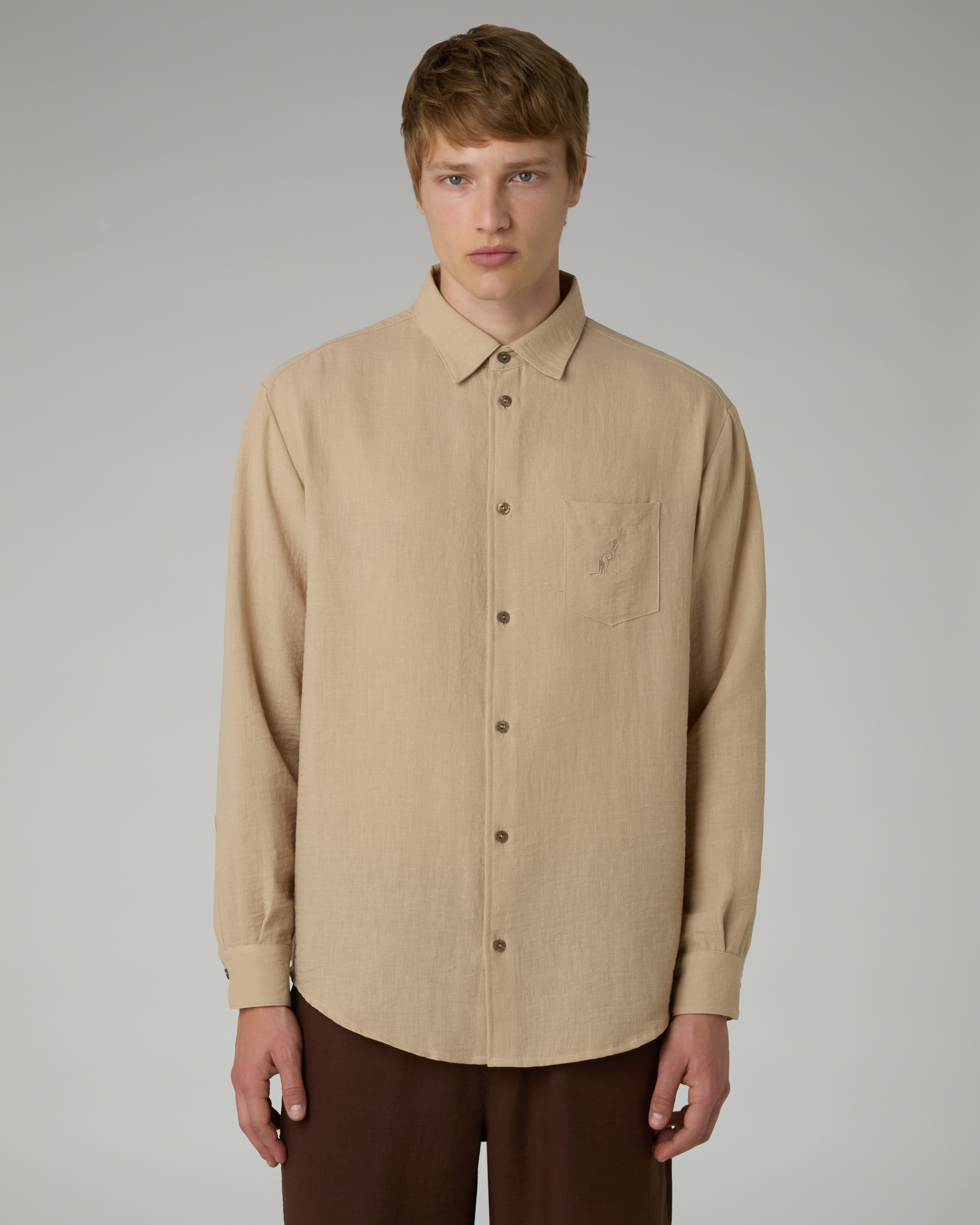 australian-doric-camicia-manica-lunga-canvas-kaki image 1