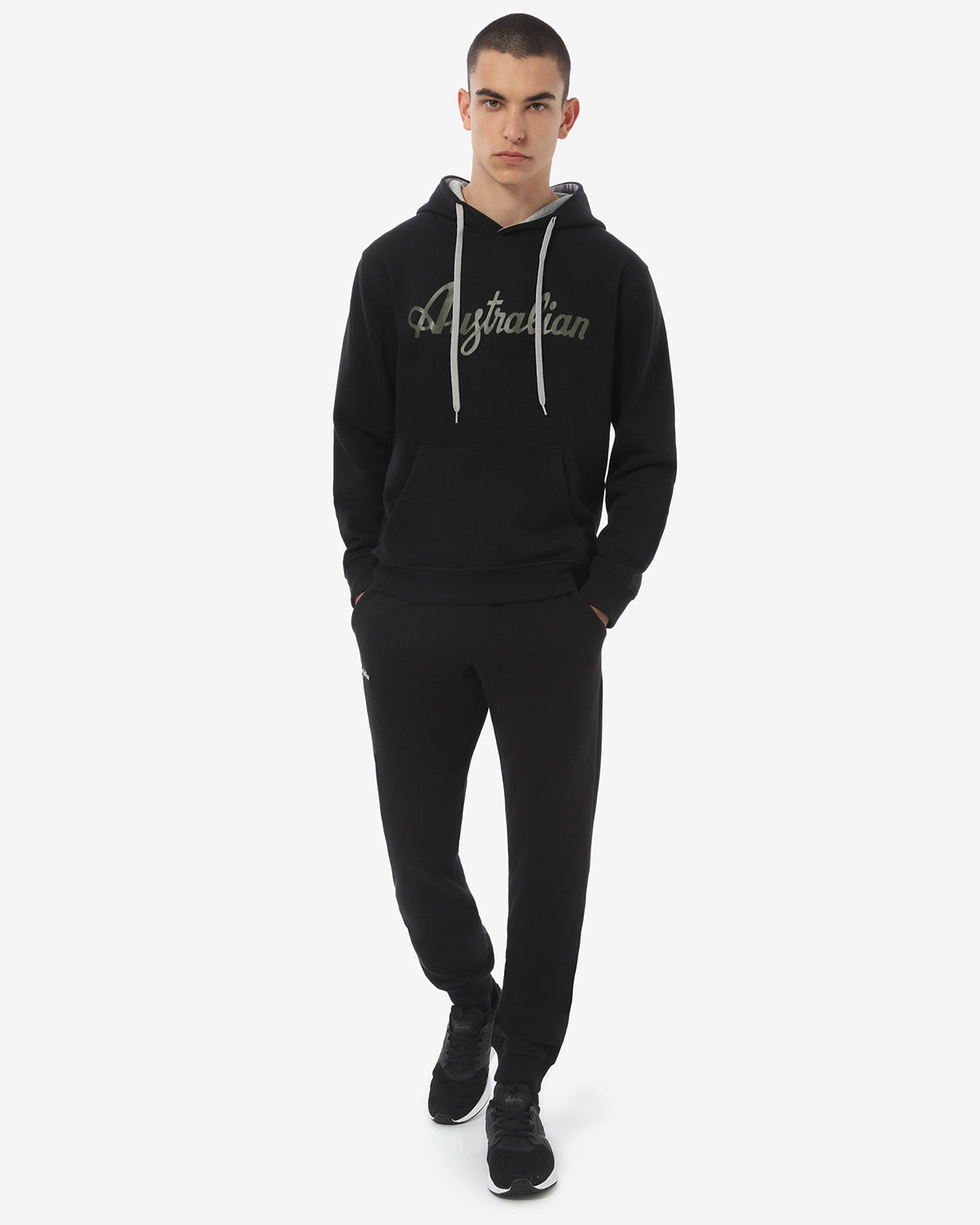 australian-fleece-logo-hoodie-felpa-sportswear-con-cappuccio-nero image 1