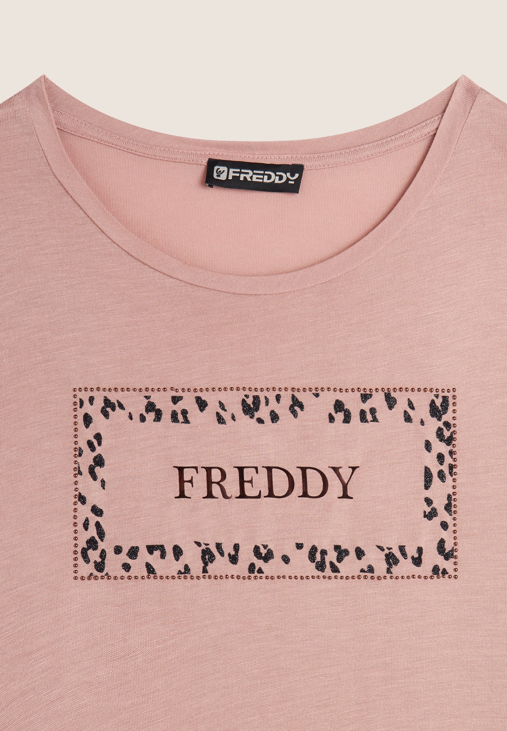 freddy-t-shirt-donna-manica-lunga-animalier-oro-rosa-viscosa image 7
