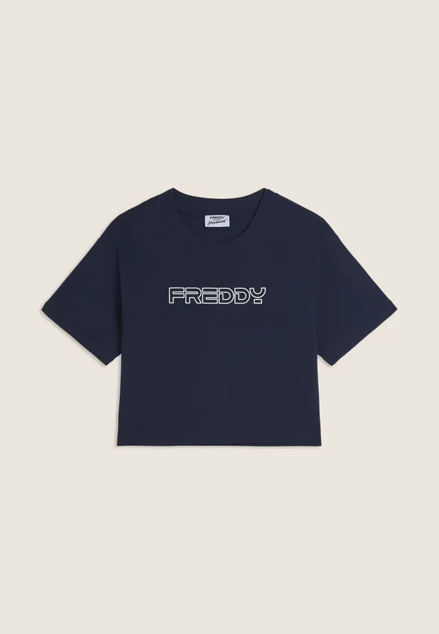 freddy-t-shirt-cropped-in-jersey-di-cotone-con-logo-freddy image 1