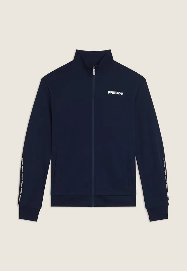 freddy-felpa-collo-alto-full-zip-in-interlock-di-cotone image 1