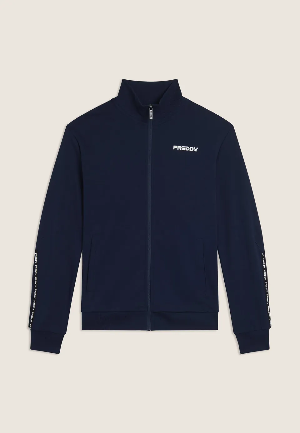 freddy-felpa-collo-alto-full-zip-in-interlock-di-cotone image 1