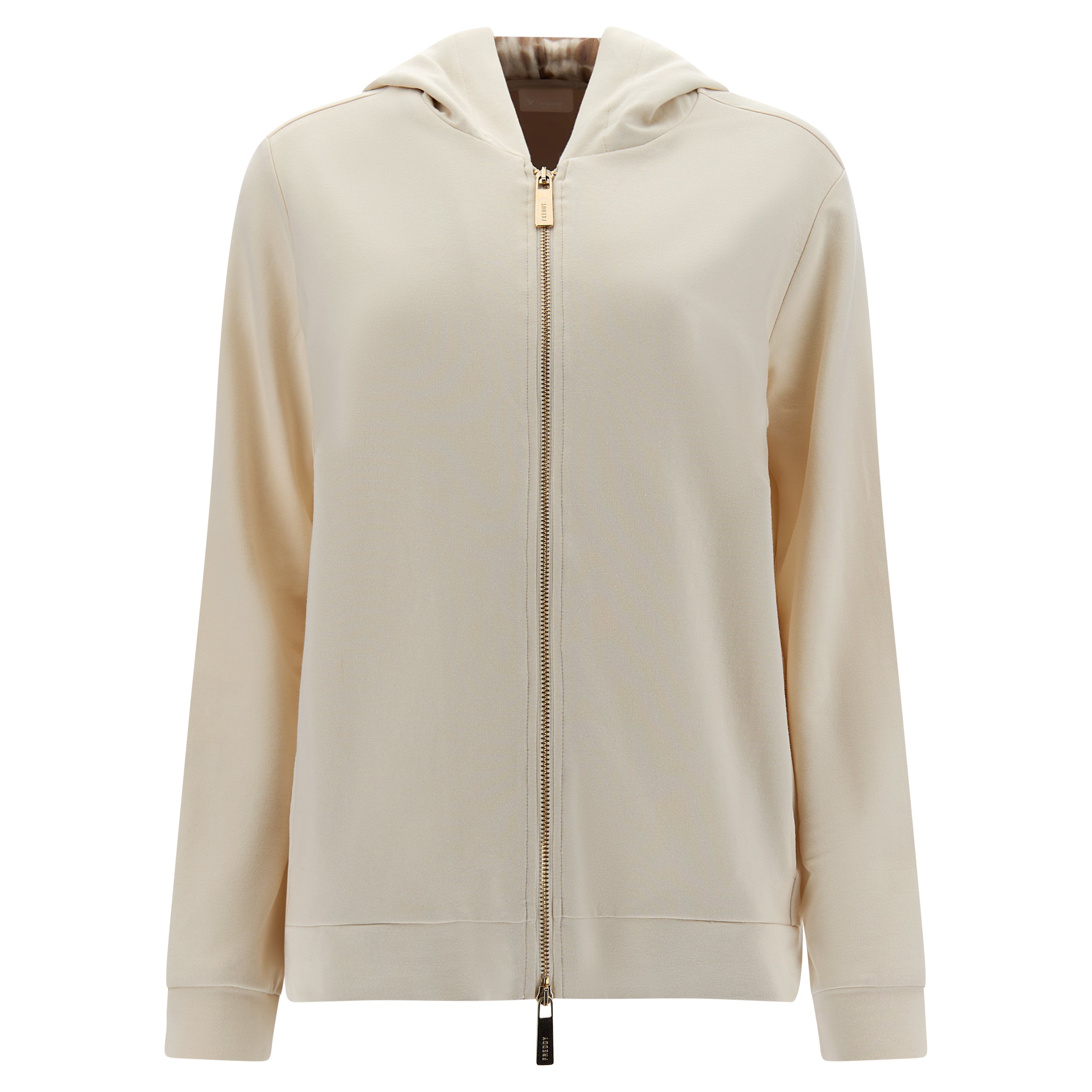 freddy-felpa-comfort-zip-cappuccio-interno-beige-donna image 8