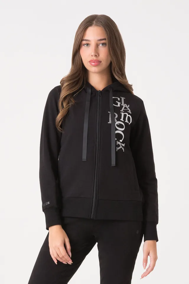 dimensione-danza-felpa-cappuccio-zip-donna-con-stampa-a-contrasto image 1