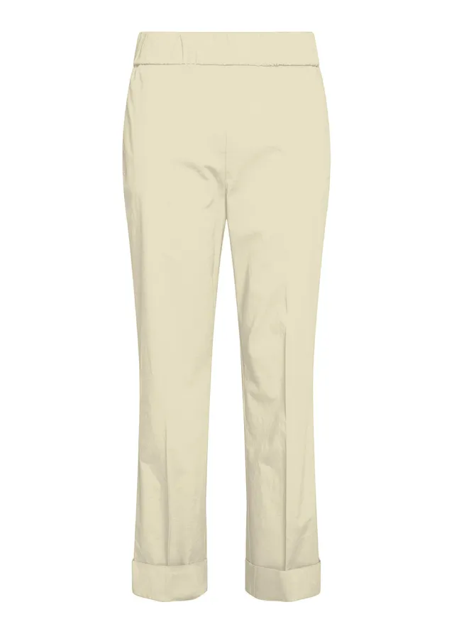 deha-pantaloni-dritti-in-popeline-elasticizzato-bianco image 1