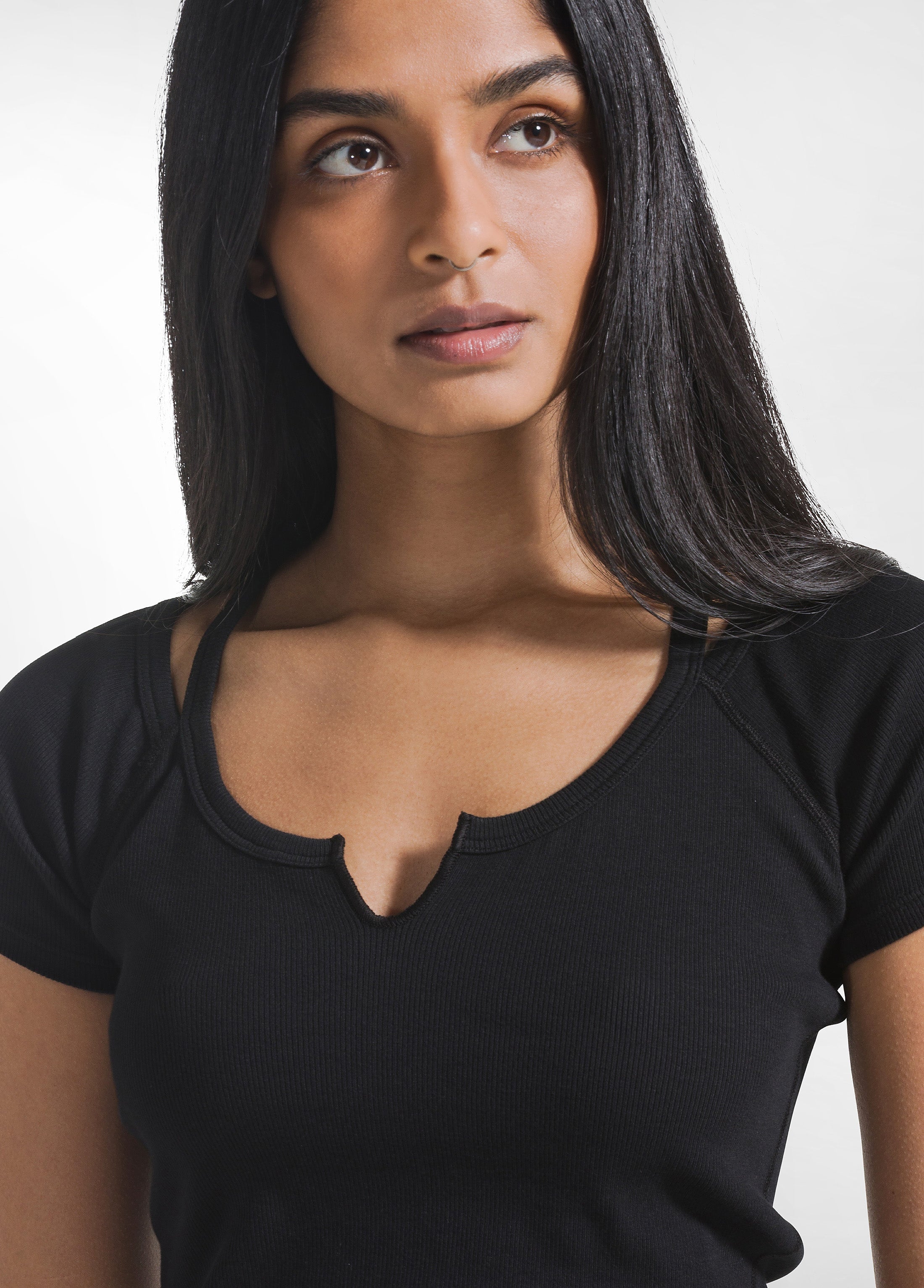 deha-t-shirt-aderente-in-costina-nero-cotone-biologico image 3