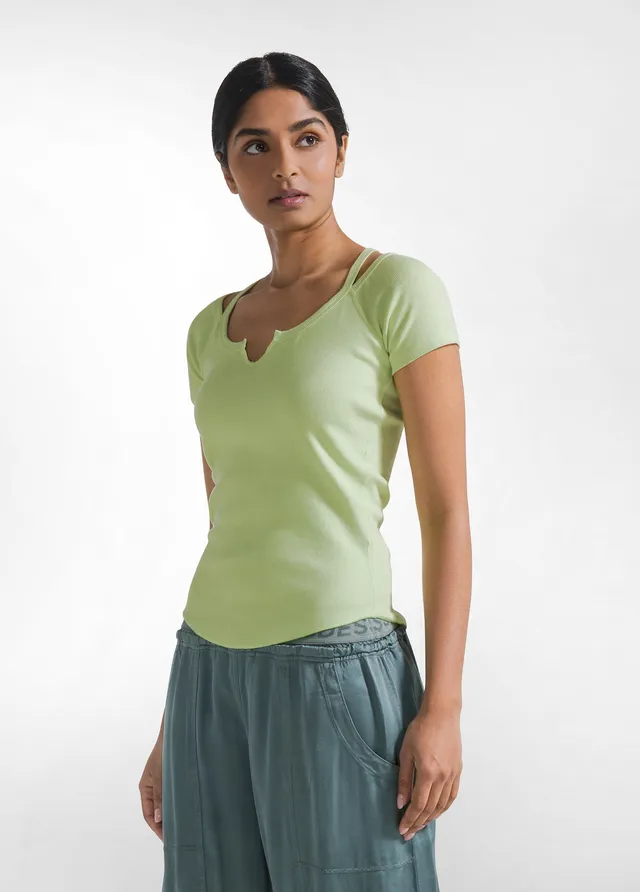 deha-t-shirt-aderente-in-costina-gialla image 1