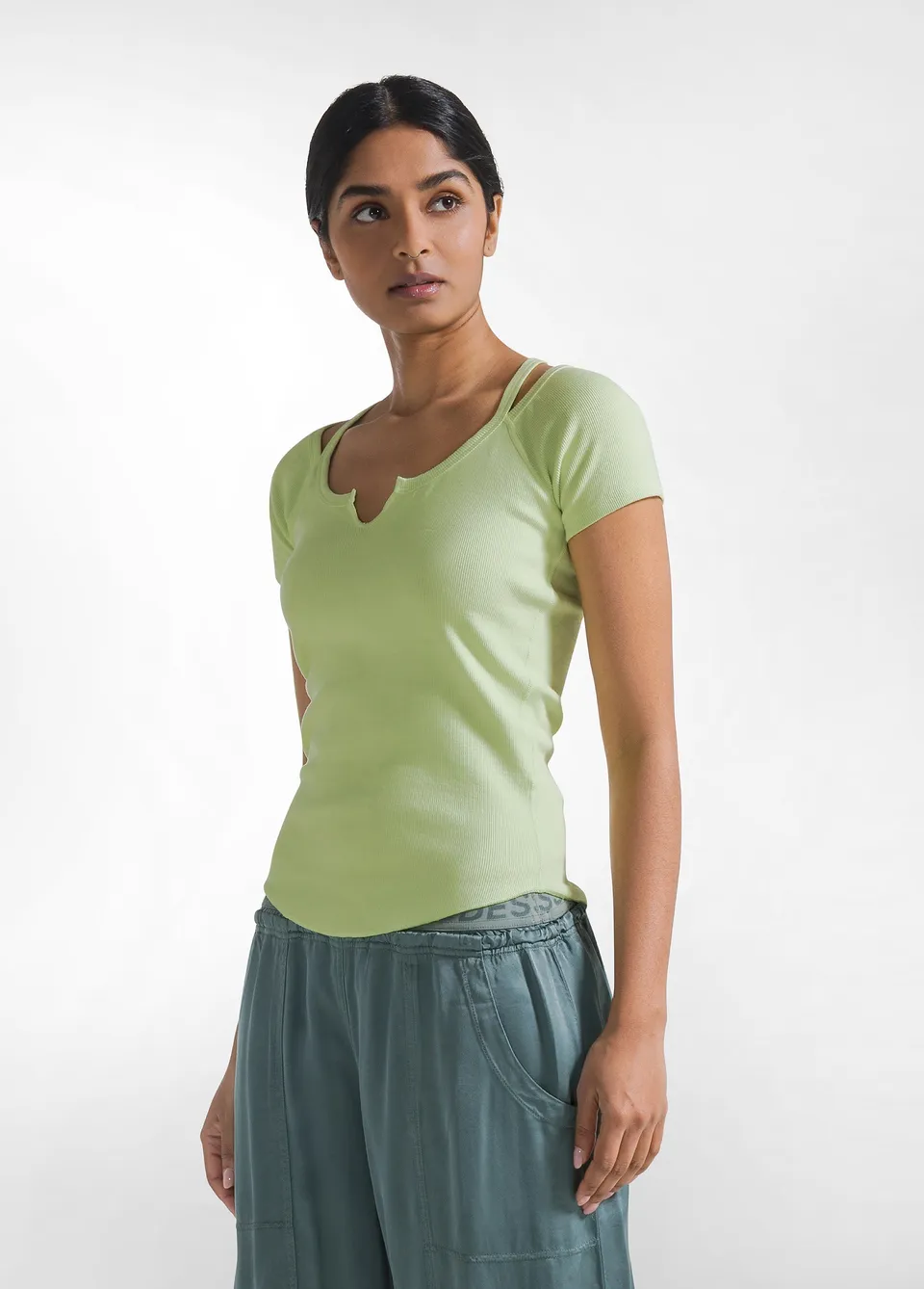 deha-t-shirt-aderente-in-costina-gialla image 1
