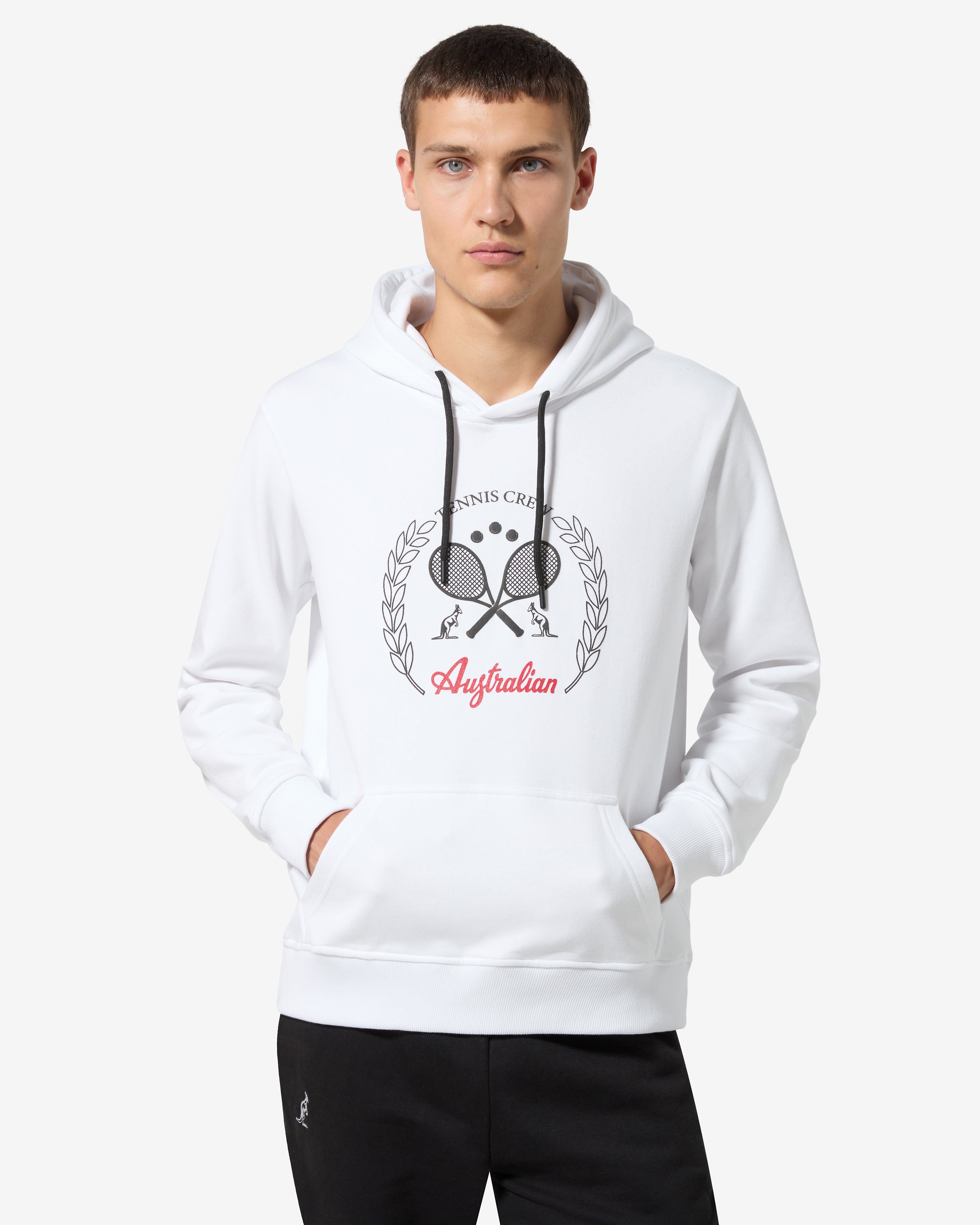 australian-tennis-crew-hoodie-felpa-con-cappuccio-bianco-cotone image 1