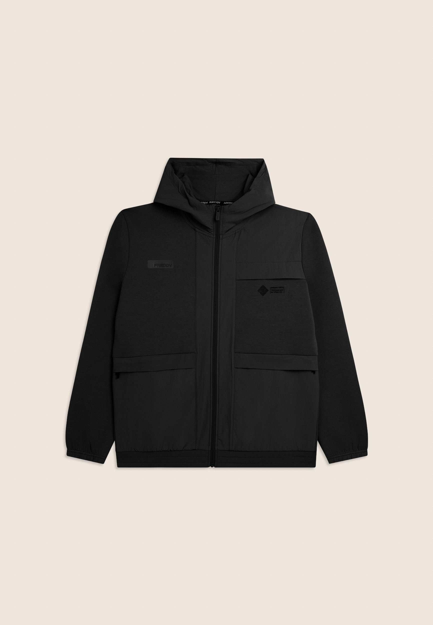 freddy-felpa-zip-cappuccio-con-inserti-nylon-rip-stop image 2