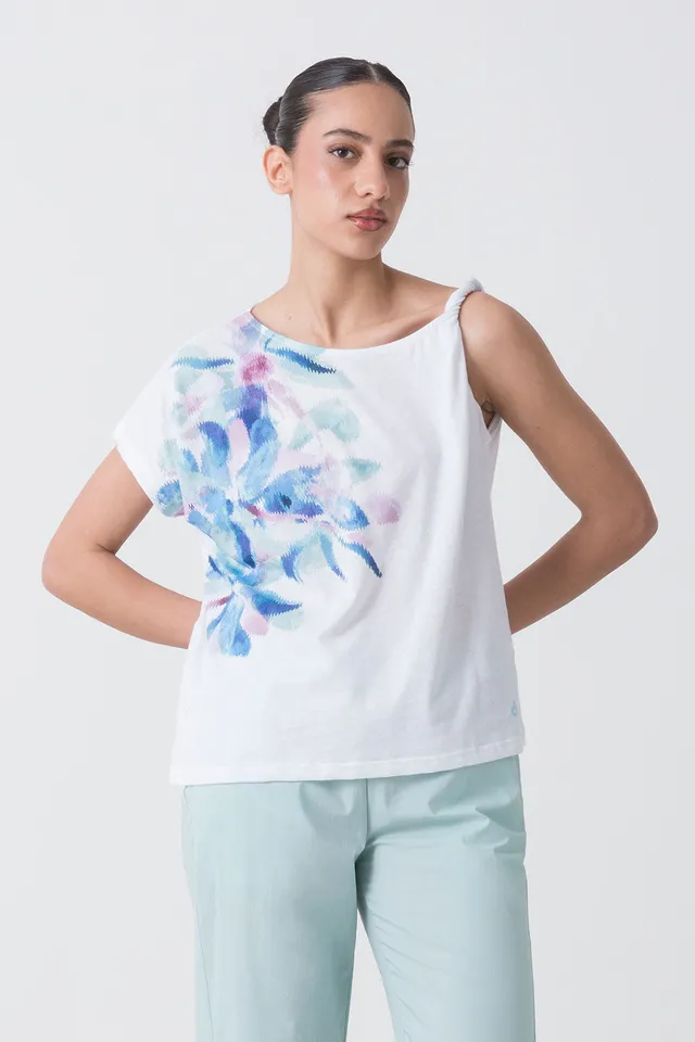 dimensione-danza-summer-t-shirt-monospalla-con-stampa-floreale-donna image 1