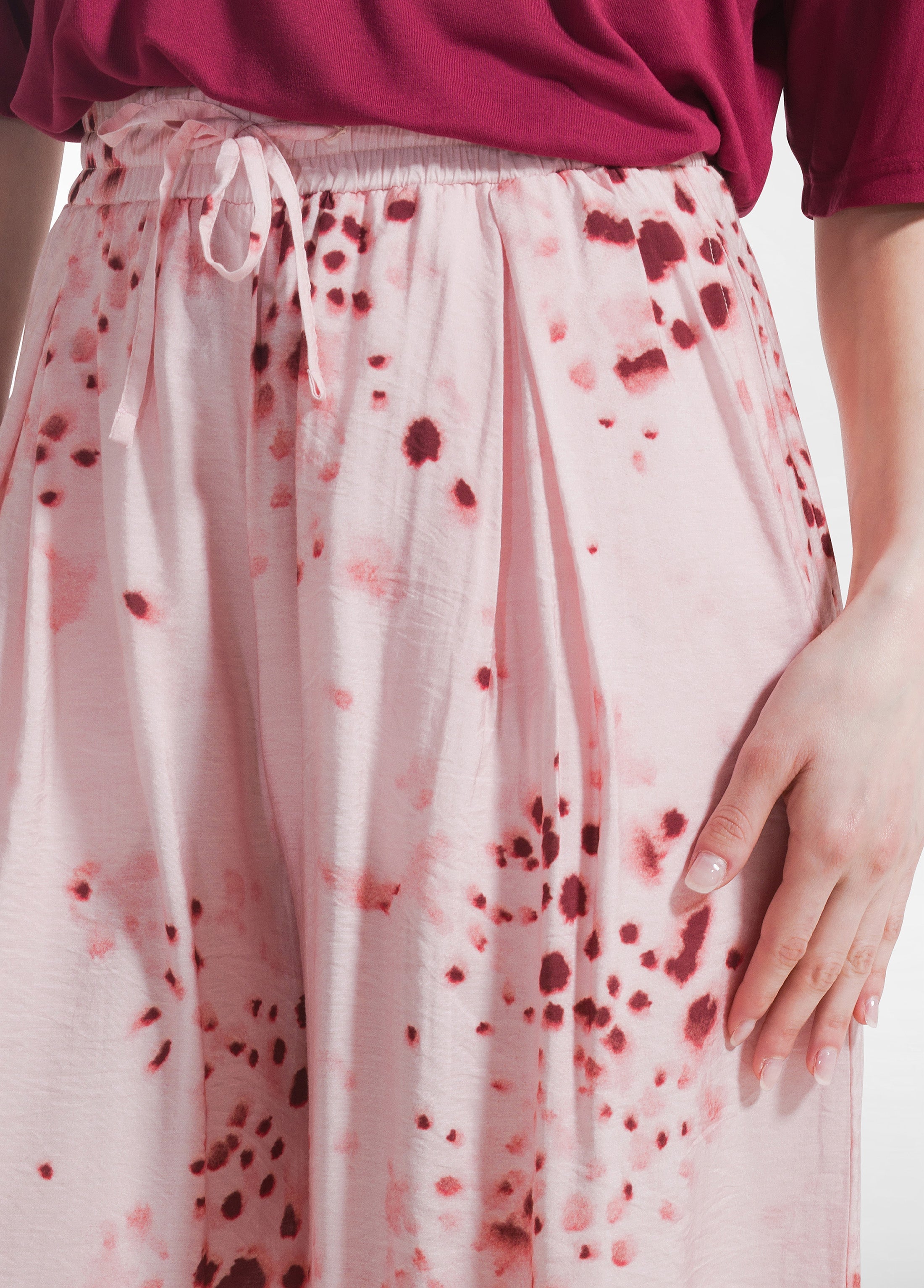 deha-pantaloni-larghi-viscosa-stropicciata-rosa-effetto-crinkle image 4
