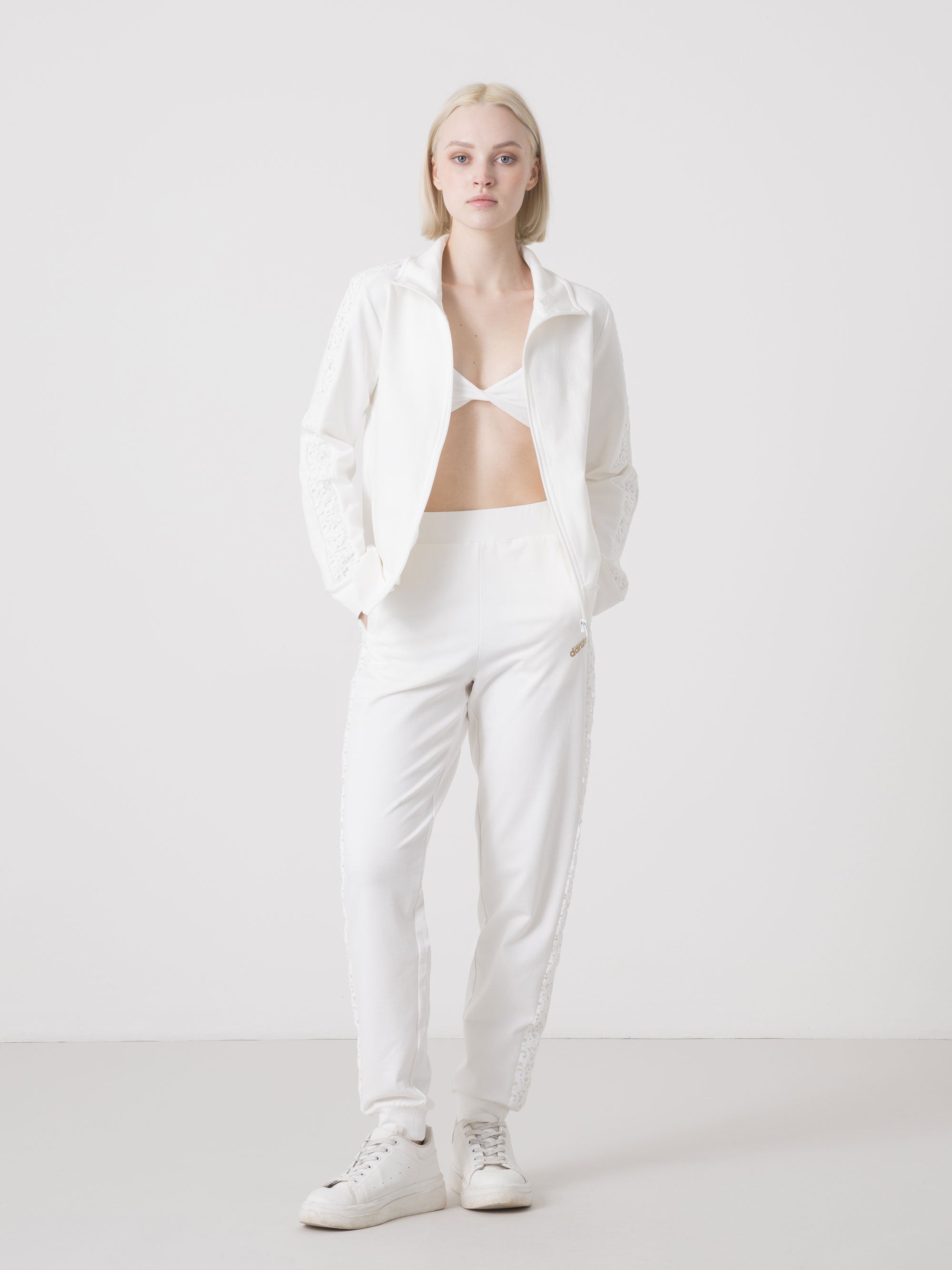 dimensione-danza-felpa-donna-full-zip-macram-collo-alto-con-tasche-laterali image 2