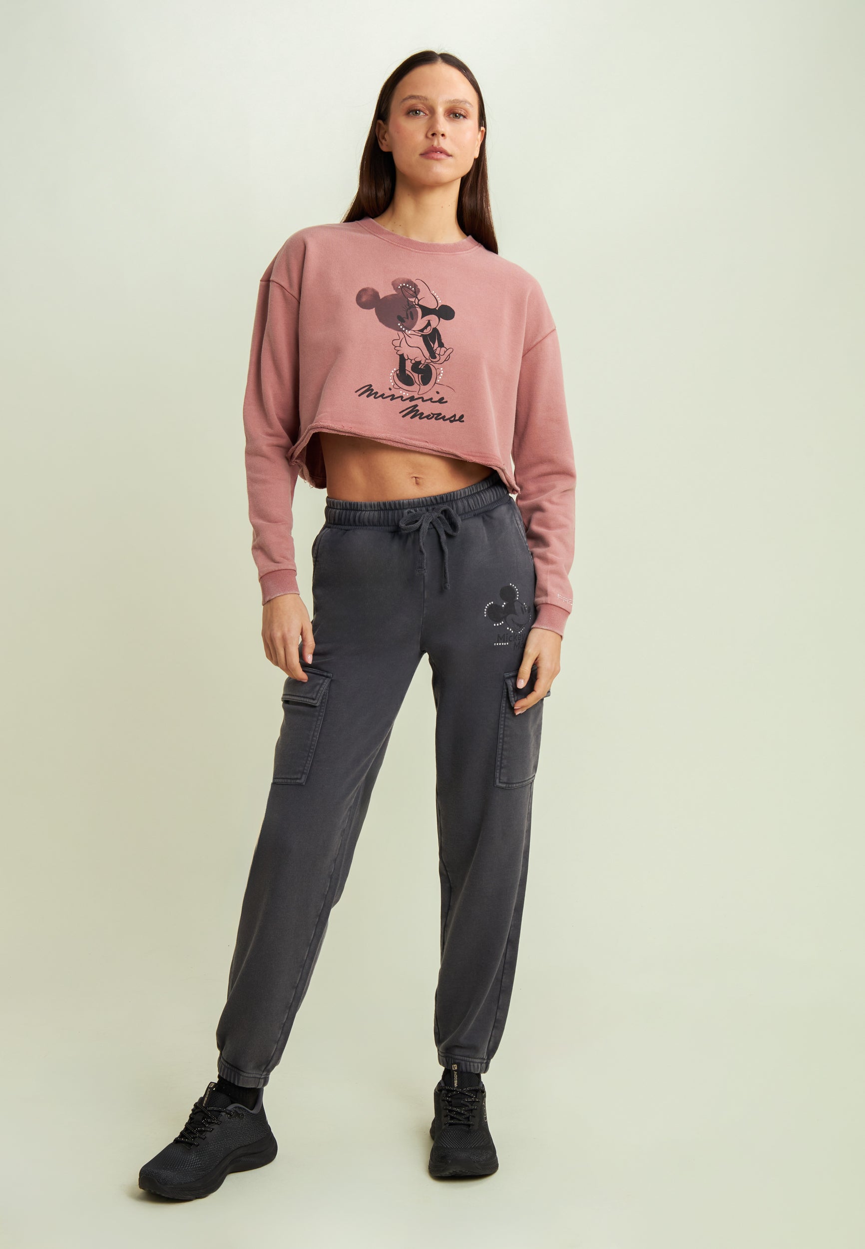 freddy-felpa-donna-cropped-french-terry-grafica-disney-mickey-minnie-strass image 2