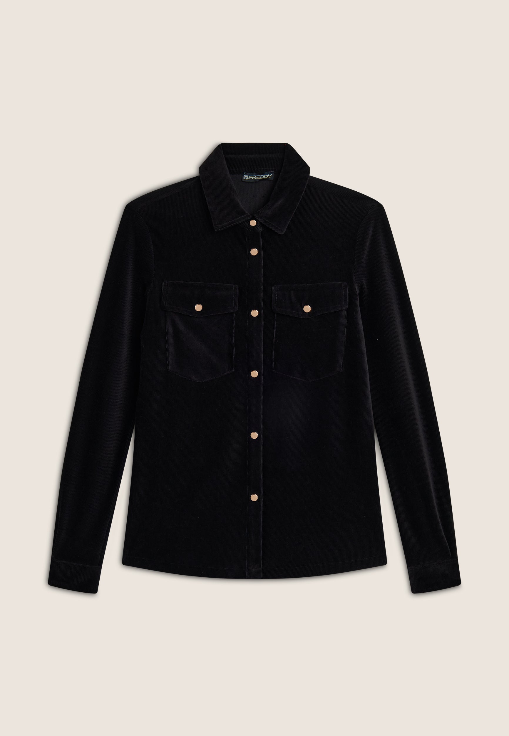 freddy-camicia-comfort-fit-in-velluto-mille-righe-con-bottoni-a-pressione image 6