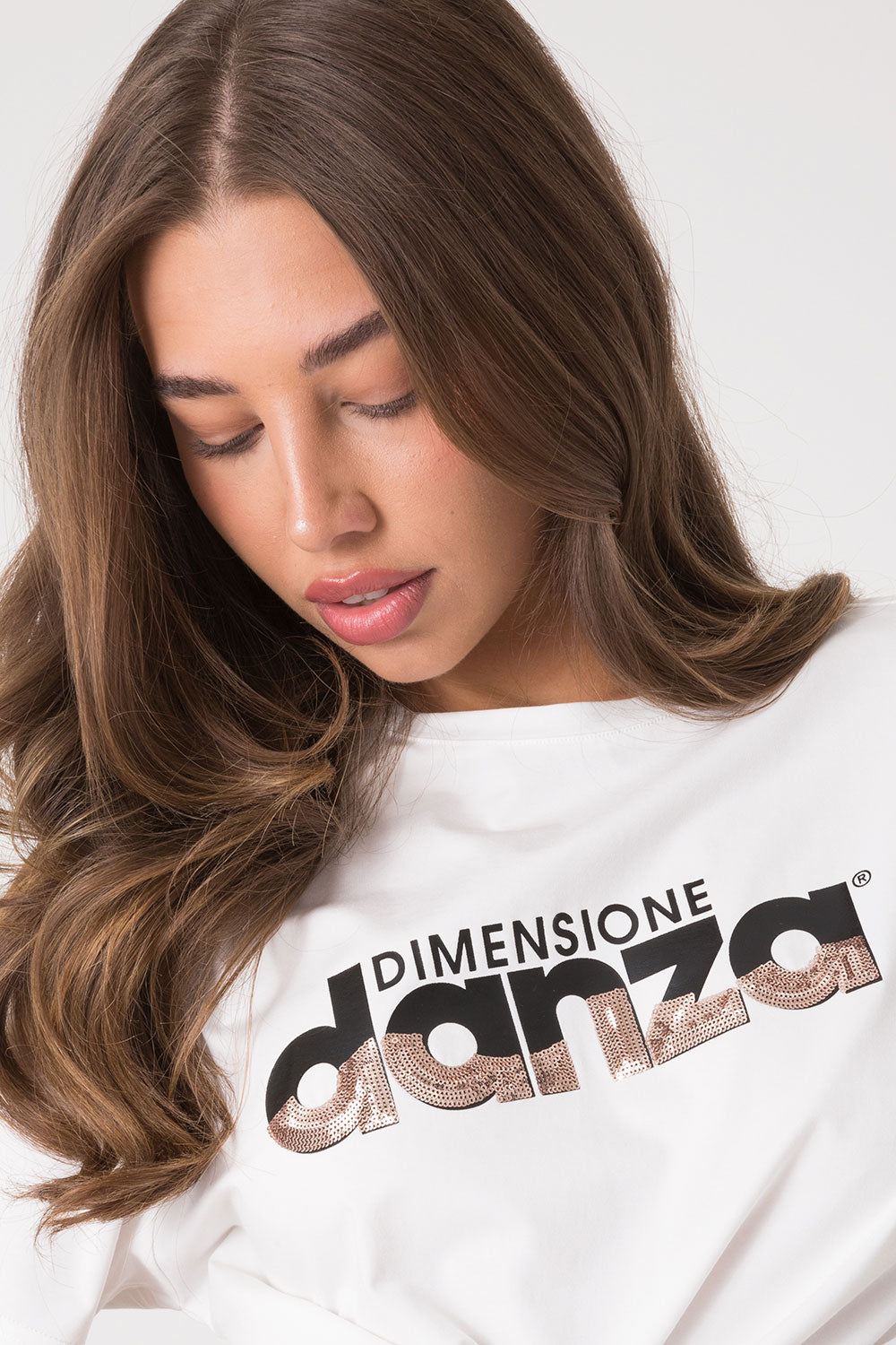 dimensione-danza-t-shirt-modal-jersey-stretch-con-stampa-a-contrasto-e-paillette image 5