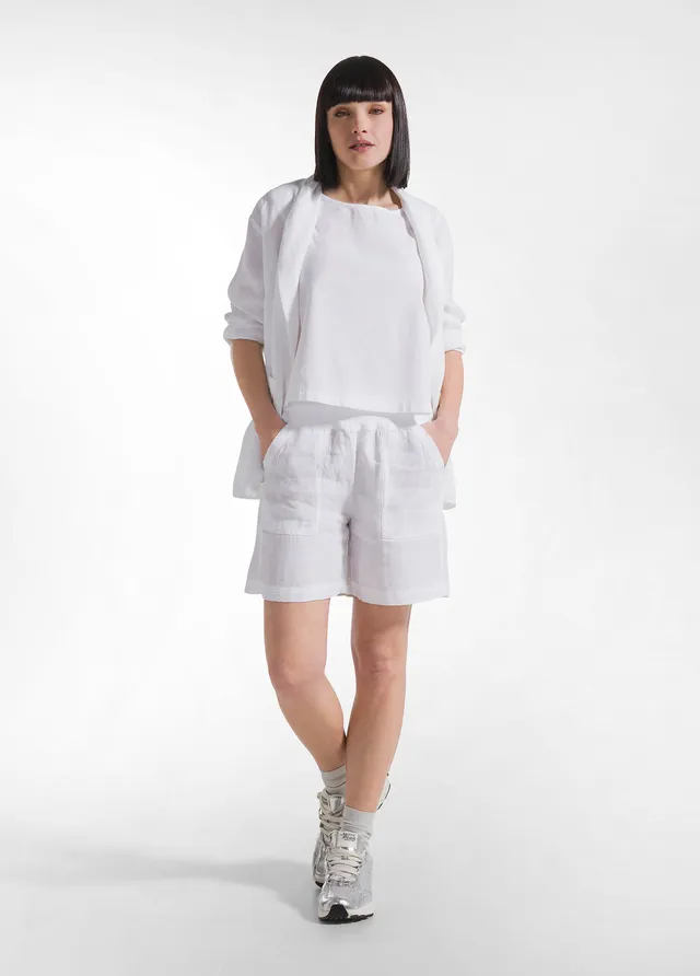 deha-shorts-in-lino-bianco-d42595-pantaloncini-estivi image 1