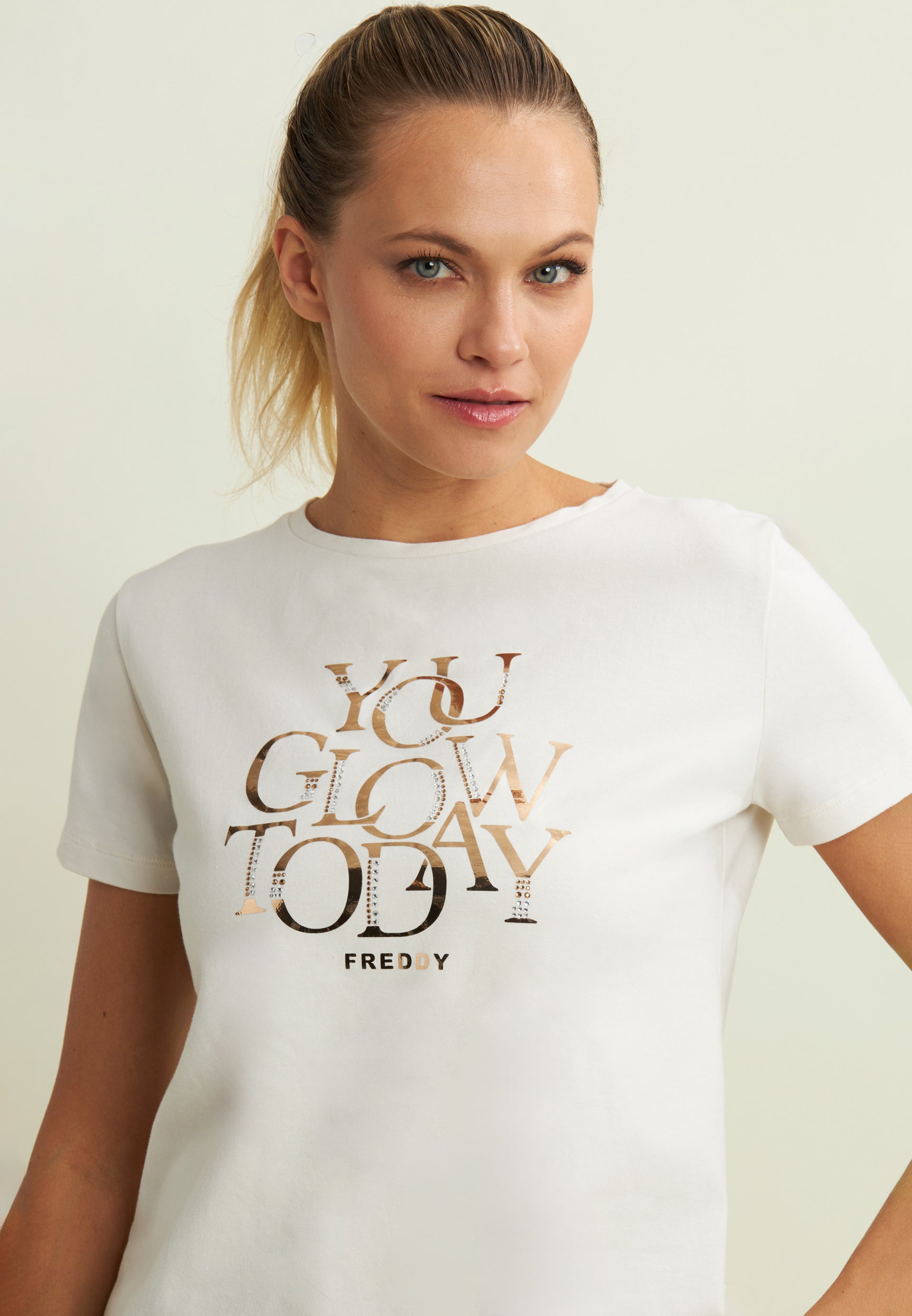 freddy-t-shirt-you-glow-today-con-strass-dorati image 3