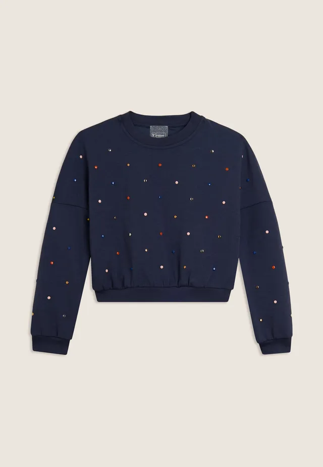 freddy-felpa-junior-cropped-girocollo-con-strass-multicolore image 1