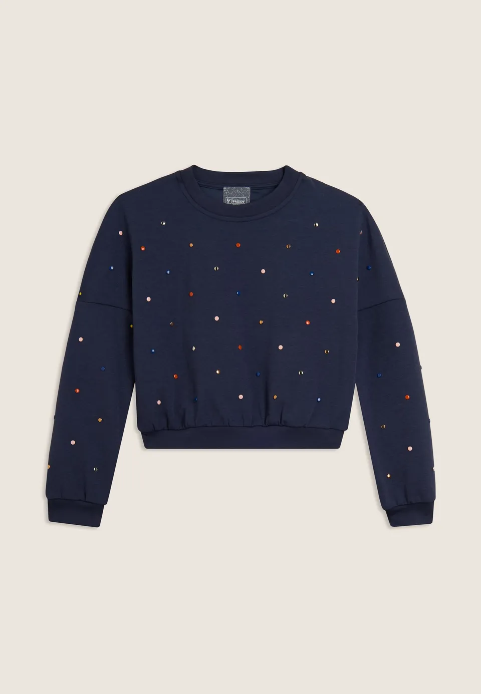 freddy-felpa-junior-cropped-girocollo-con-strass-multicolore image 1