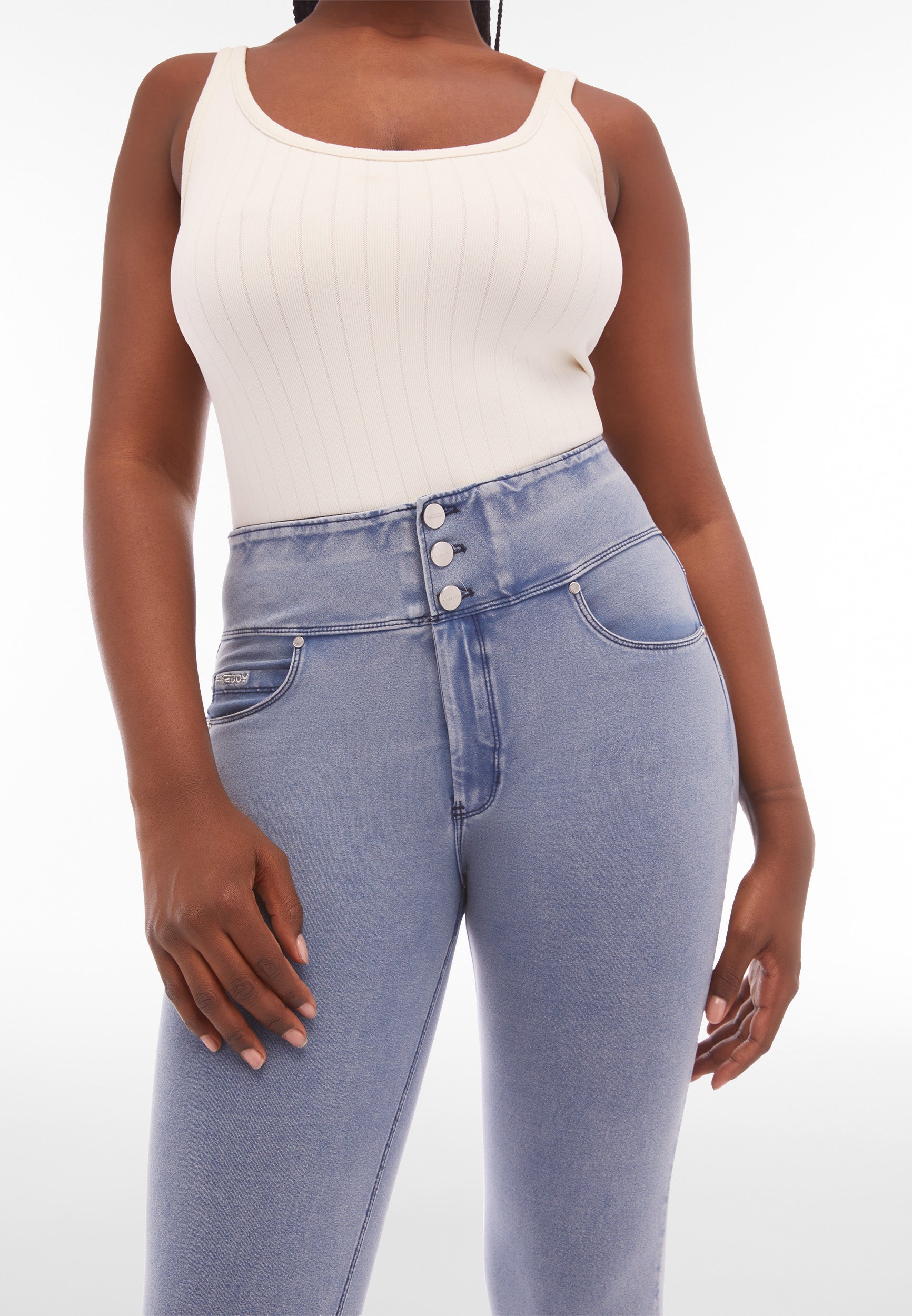 freddy-n-o-w-pantaloni-skinny-vita-alta-jersey-denim-con-strass image 5