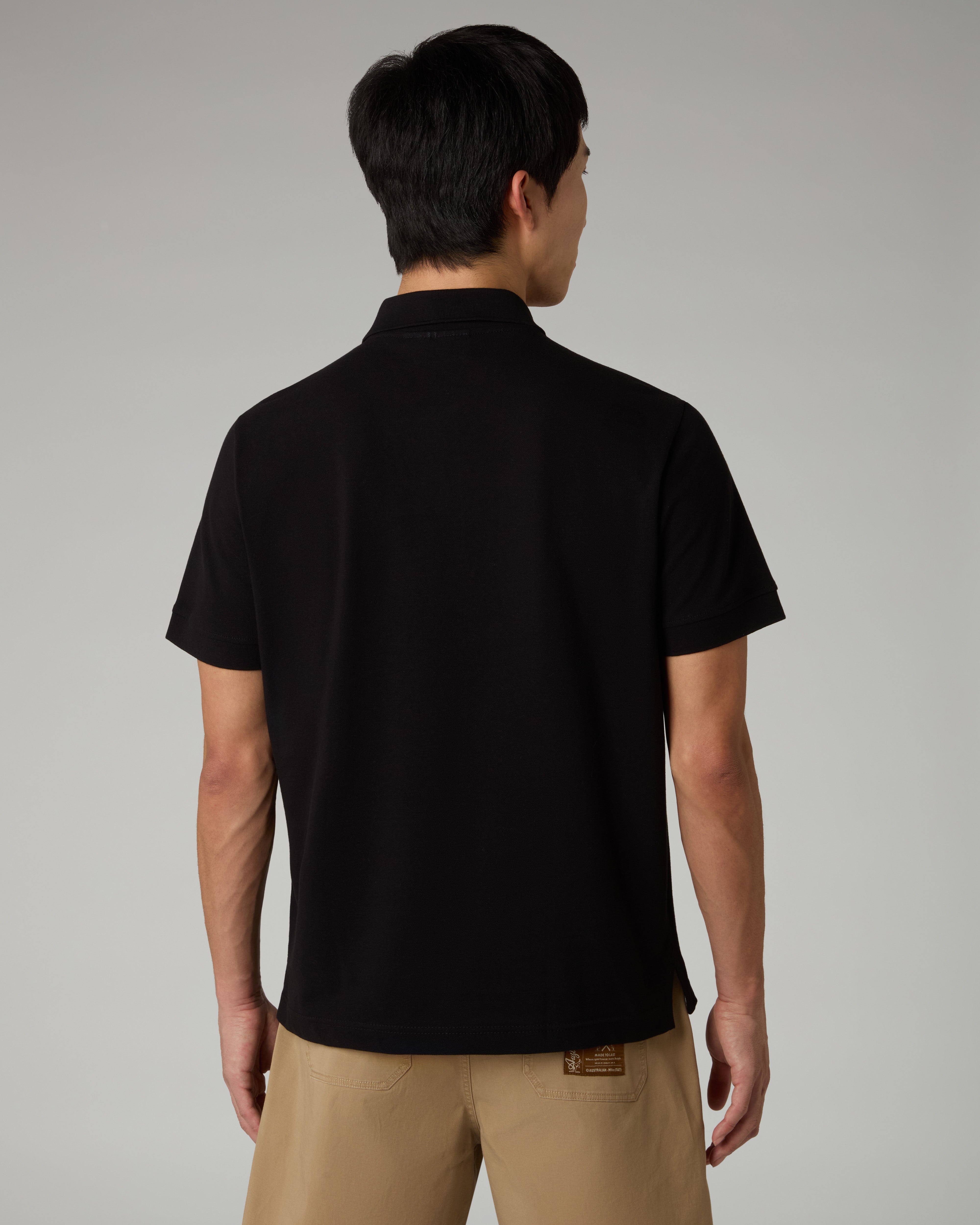 australian-easy-polo-in-piquet-elasticizzato-nero-made-in-italy image 3