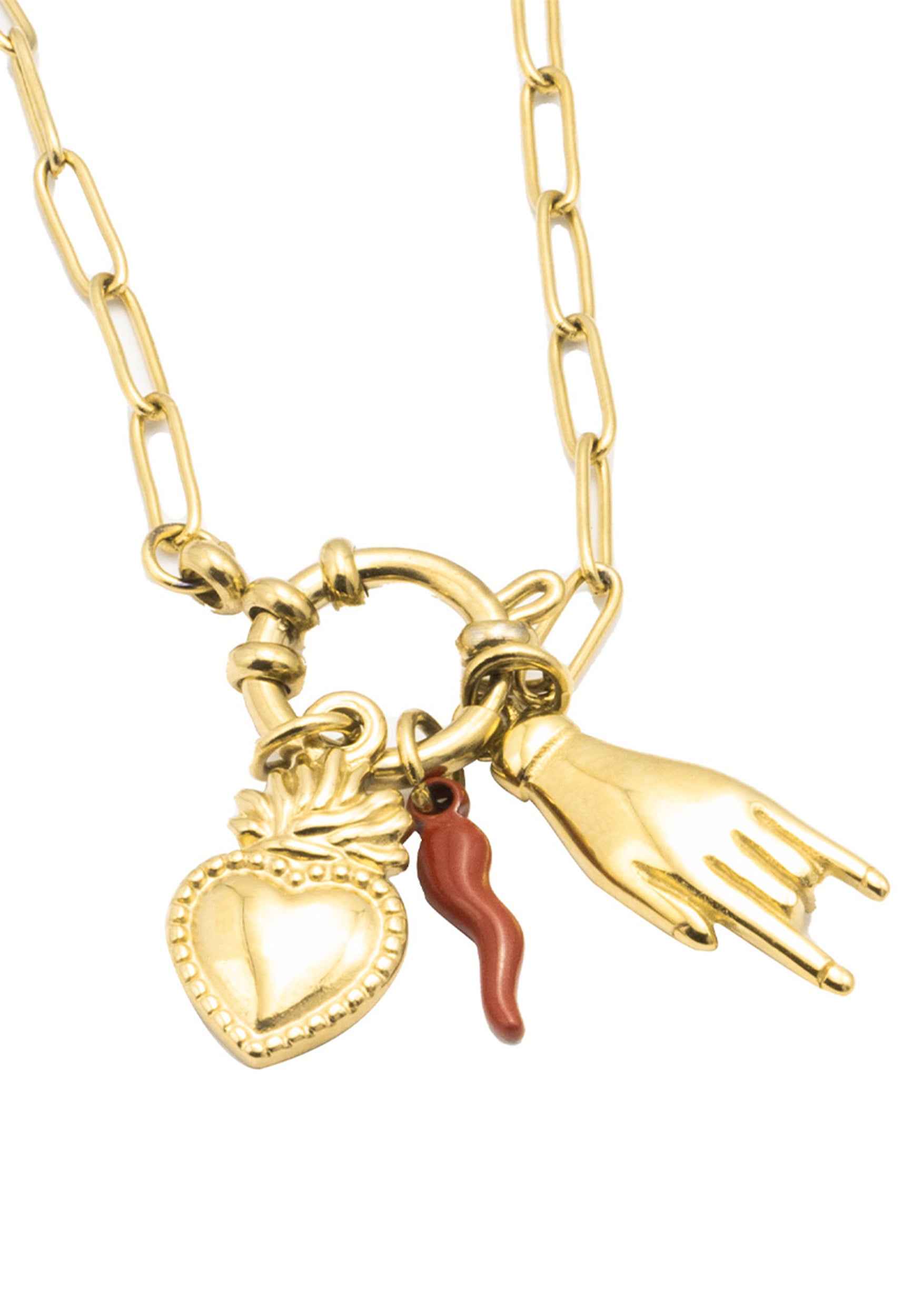 freddy-collana-a-catena-in-acciaio-dorato-45-cm-con-pendente-cuore-sacro image 2