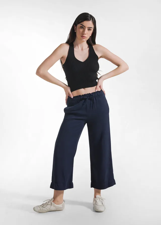 deha-pantaloni-crop-in-lyocell-blu image 1