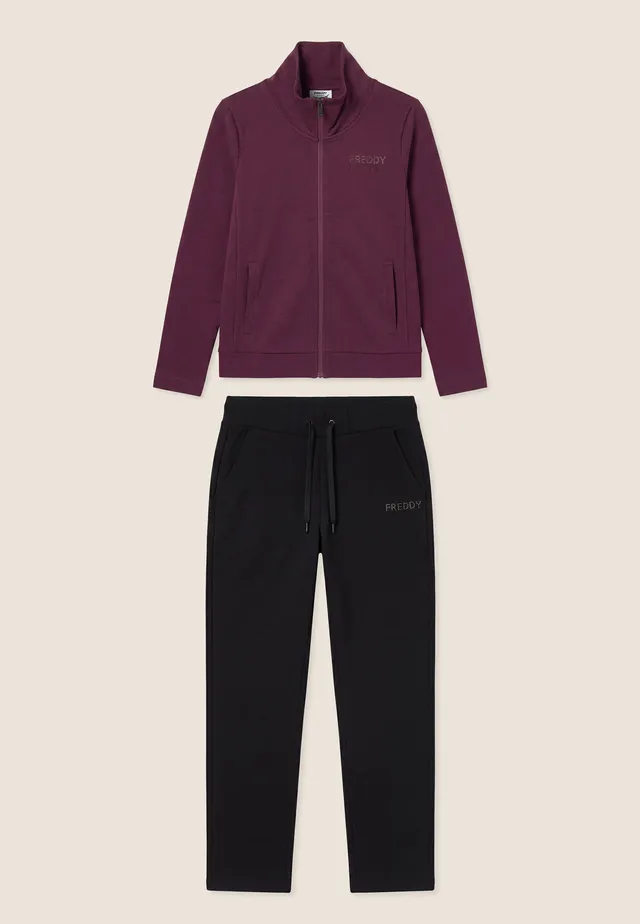 freddy-tuta-sportiva-donna-zip-collo-alto-dettagli-strass image 1