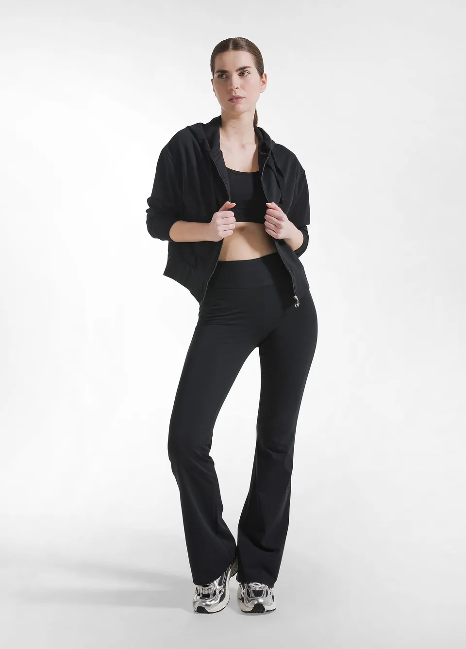 deha-pantaloni-jazz-in-jersey-stretch-tinta-unita-nero image 1