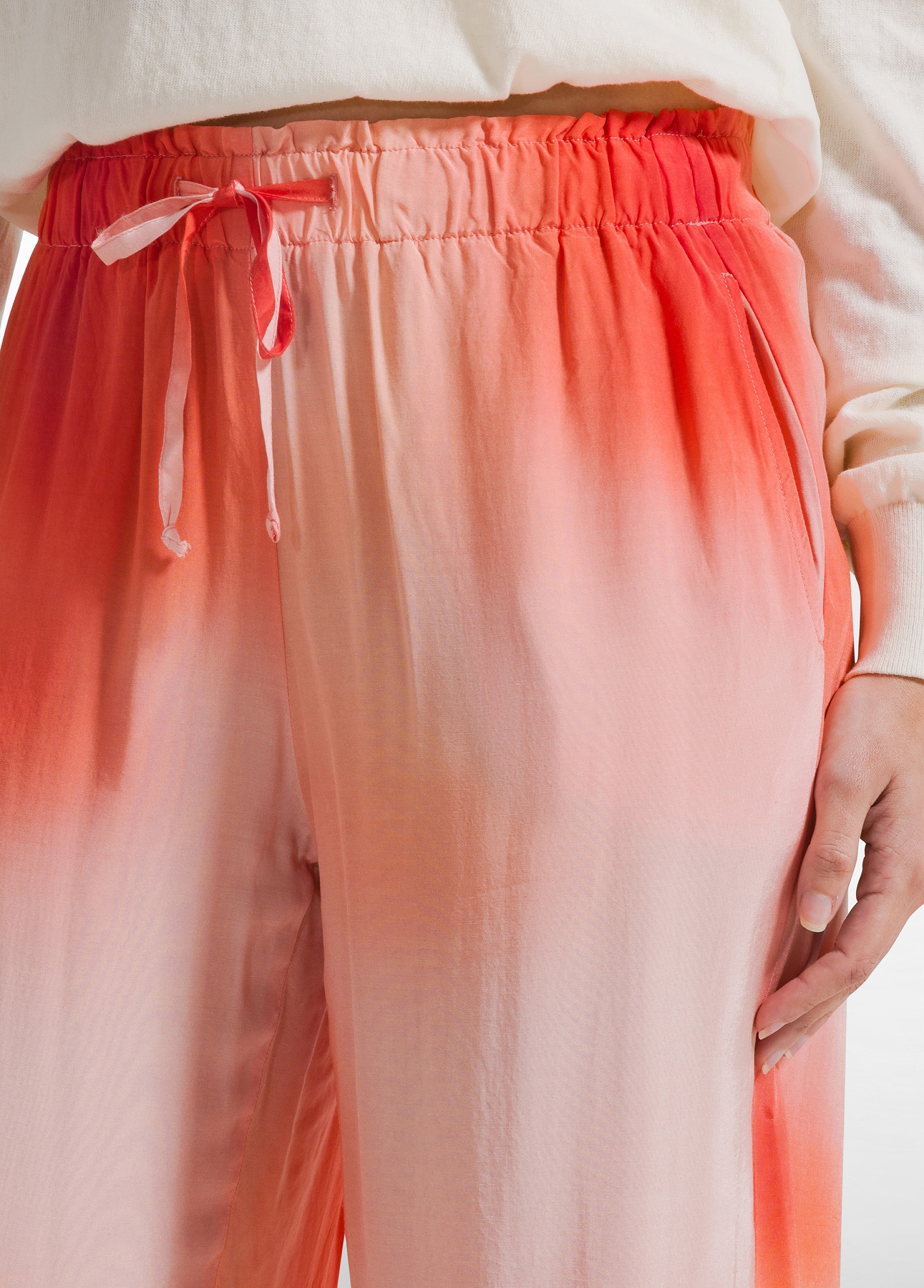 deha-pantaloni-crop-in-viscosa-habutai-rosso image 4
