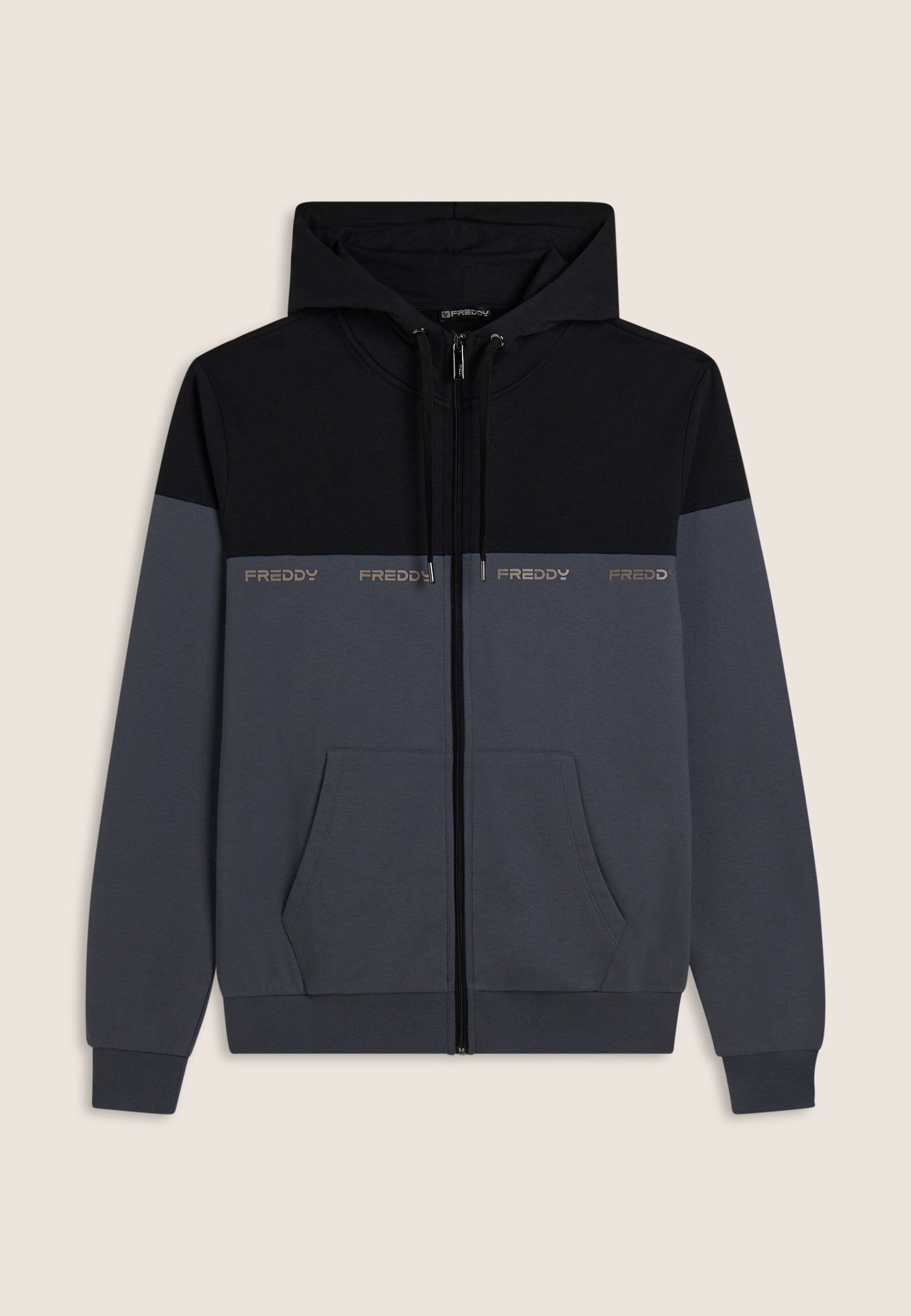 freddy-felpa-colour-block-full-zip-con-cappuccio-e-logo-stampato image 8
