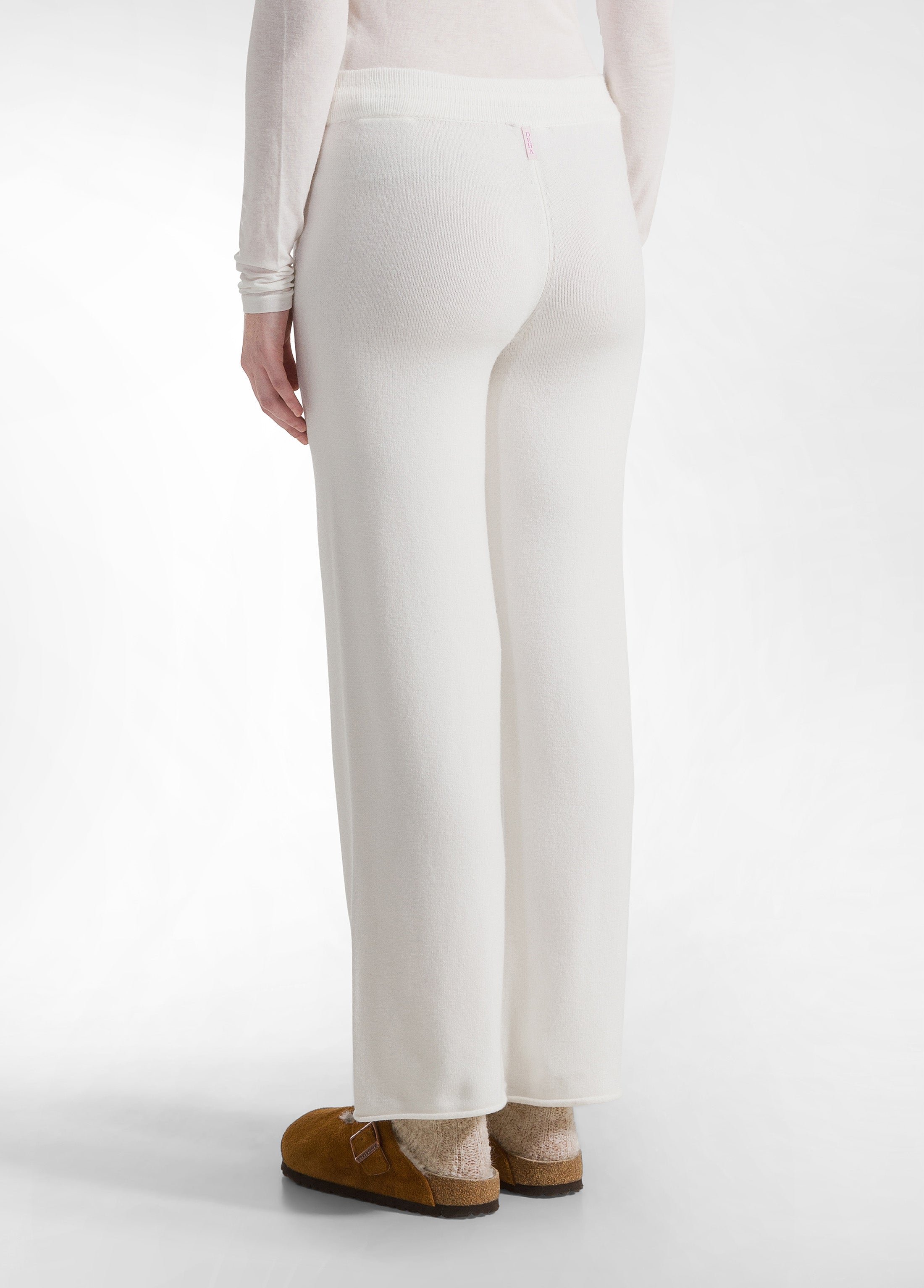 deha-pantalone-gamba-larga-in-maglia-bianco-con-coulisse image 3