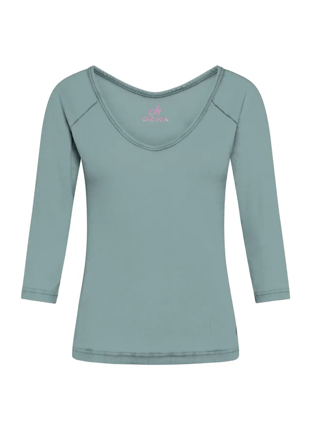 deha-t-shirt-scollo-v-tintura-fade-blu-c22053 image 1